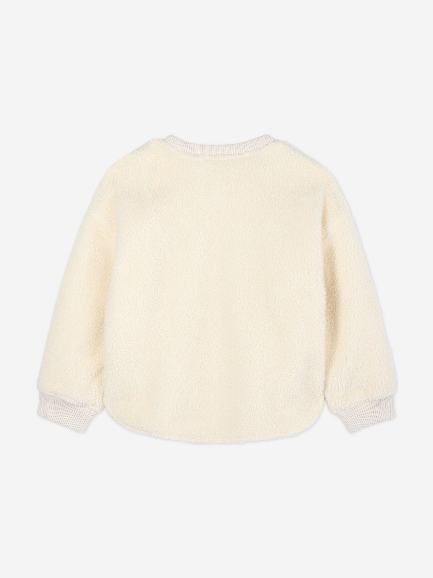 KENZO Girls Faux Shearling Flower Sweatshirt in Ivory Childsplay Clothing
