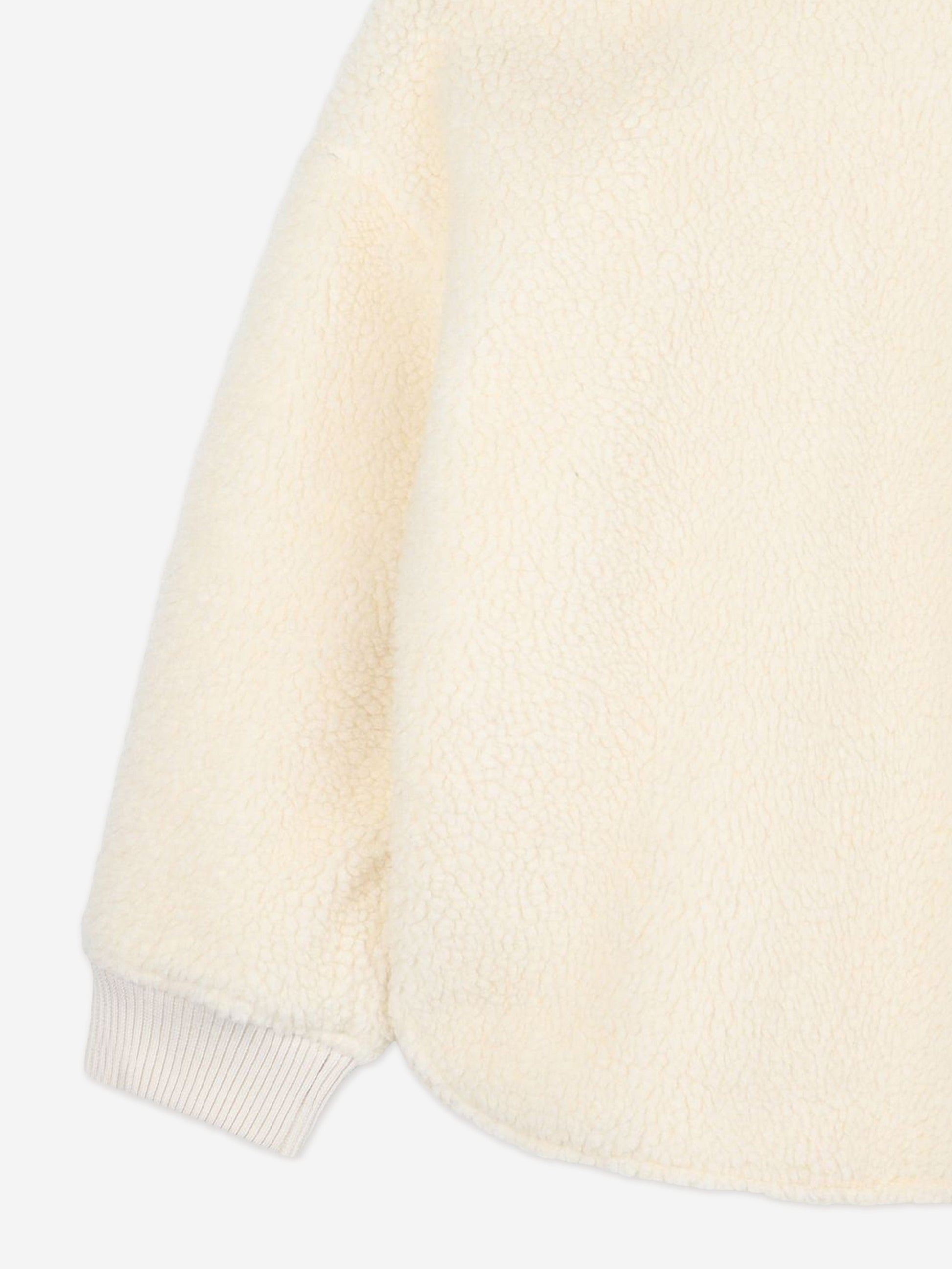 KENZO Girls Faux Shearling Flower Sweatshirt in Ivory Childsplay Clothing