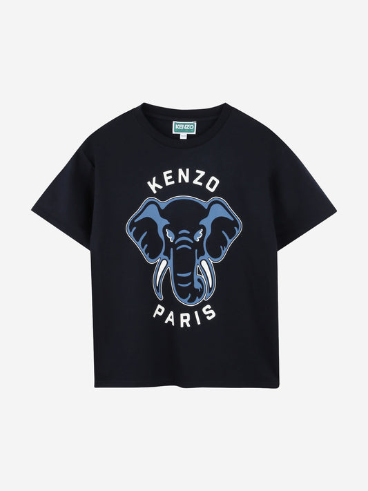 KENZO Boys Elephant Print T-Shirt in Navy Childsplay Clothing