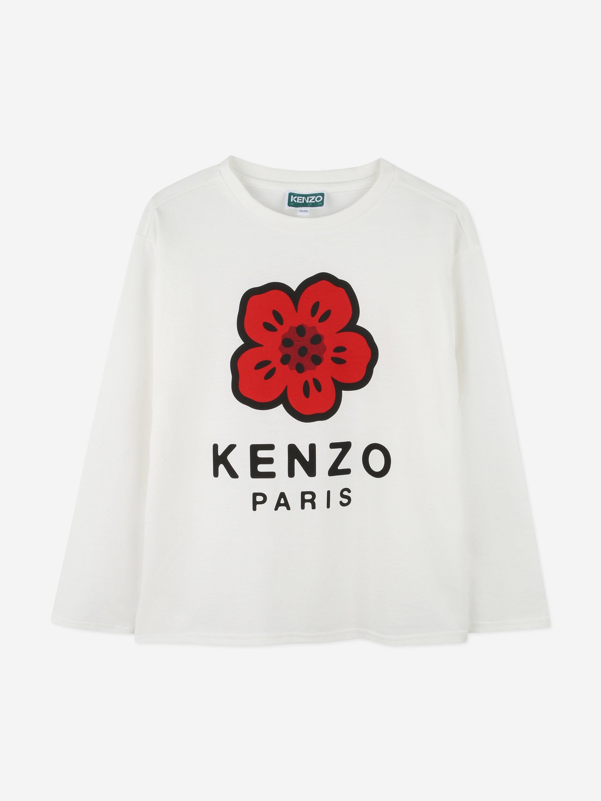 KENZO Kids Long Sleeve Boke Flower T-Shirt in Ivory Childsplay Clothing