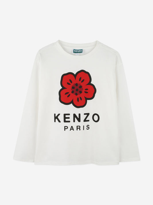 KENZO Kids Long Sleeve Boke Flower T-Shirt in Ivory Childsplay Clothing