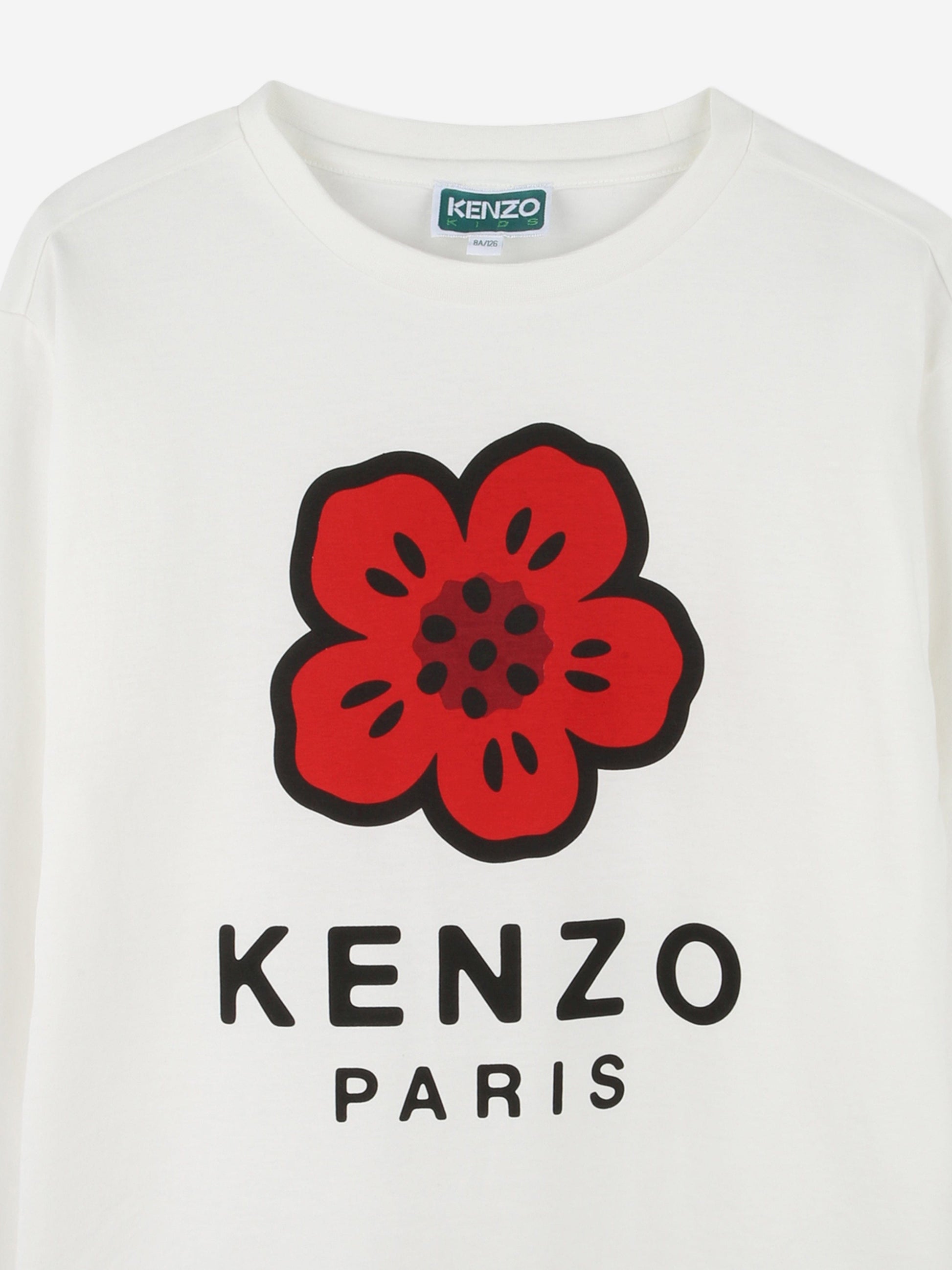KENZO Kids Long Sleeve Boke Flower T-Shirt in Ivory Childsplay Clothing