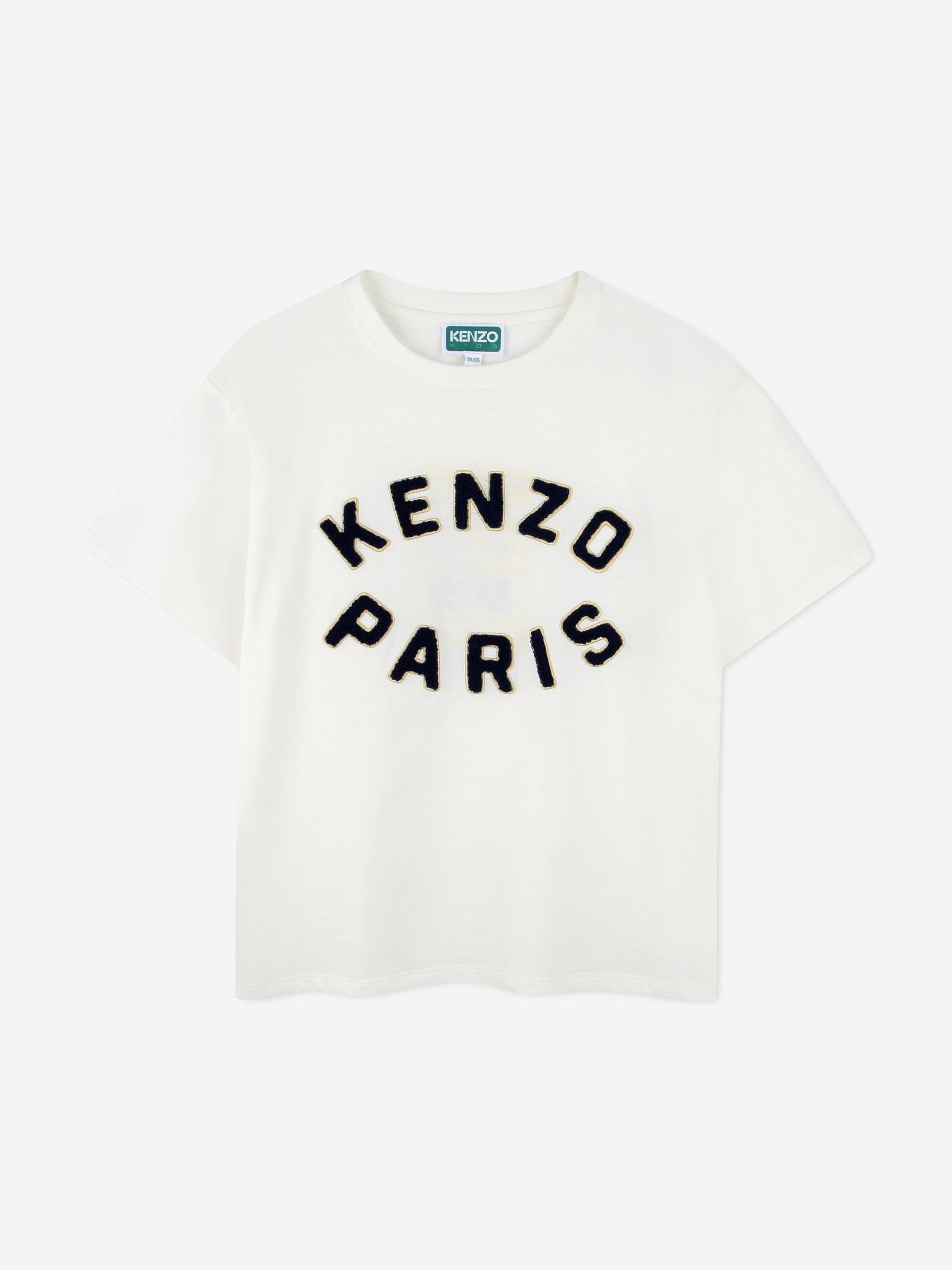 KENZO Kids Embroidered Logo T-Shirt in Ivory Childsplay Clothing