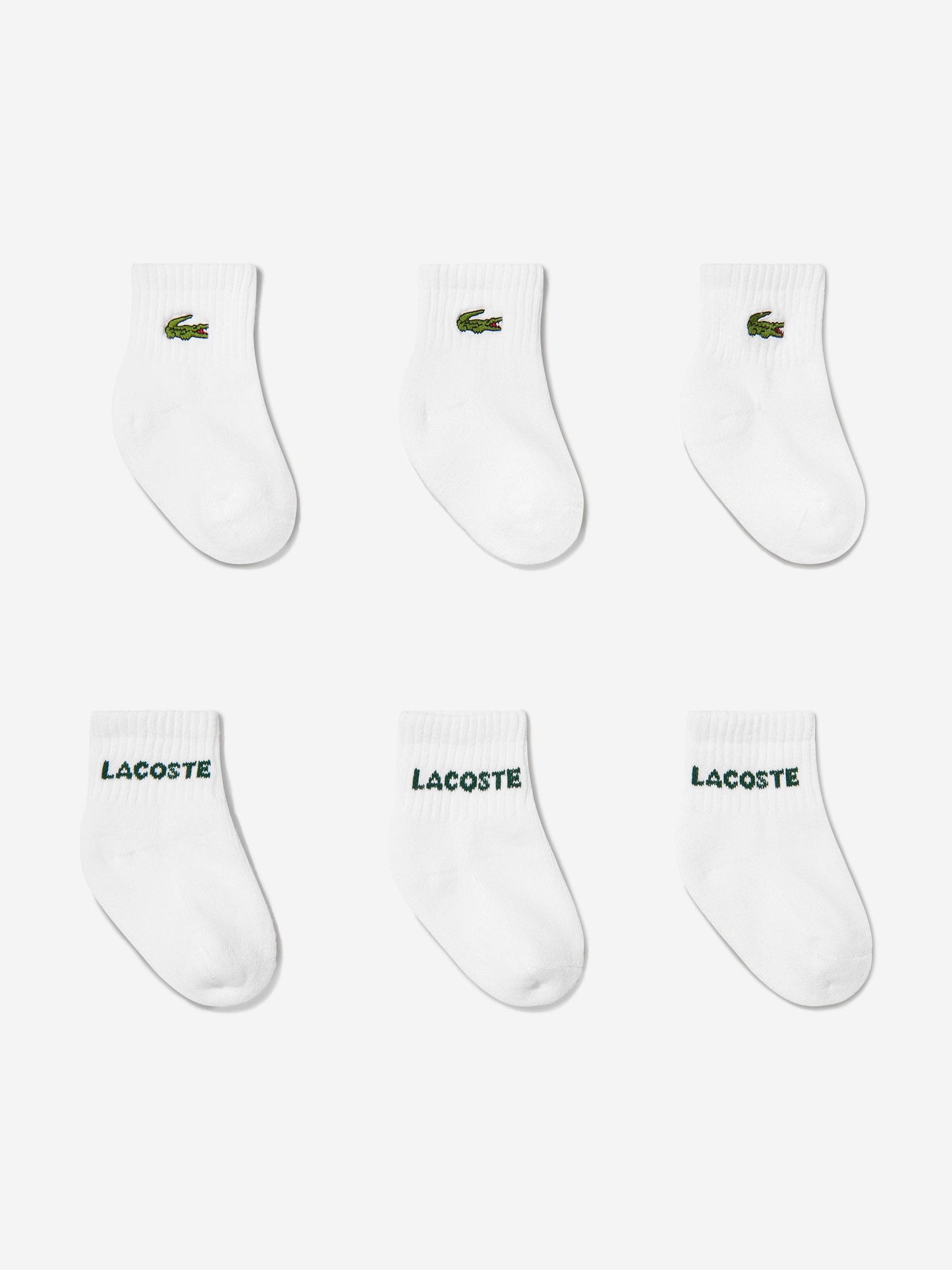 Lacoste Baby 6 Pack Socks Set in White Childsplay Clothing