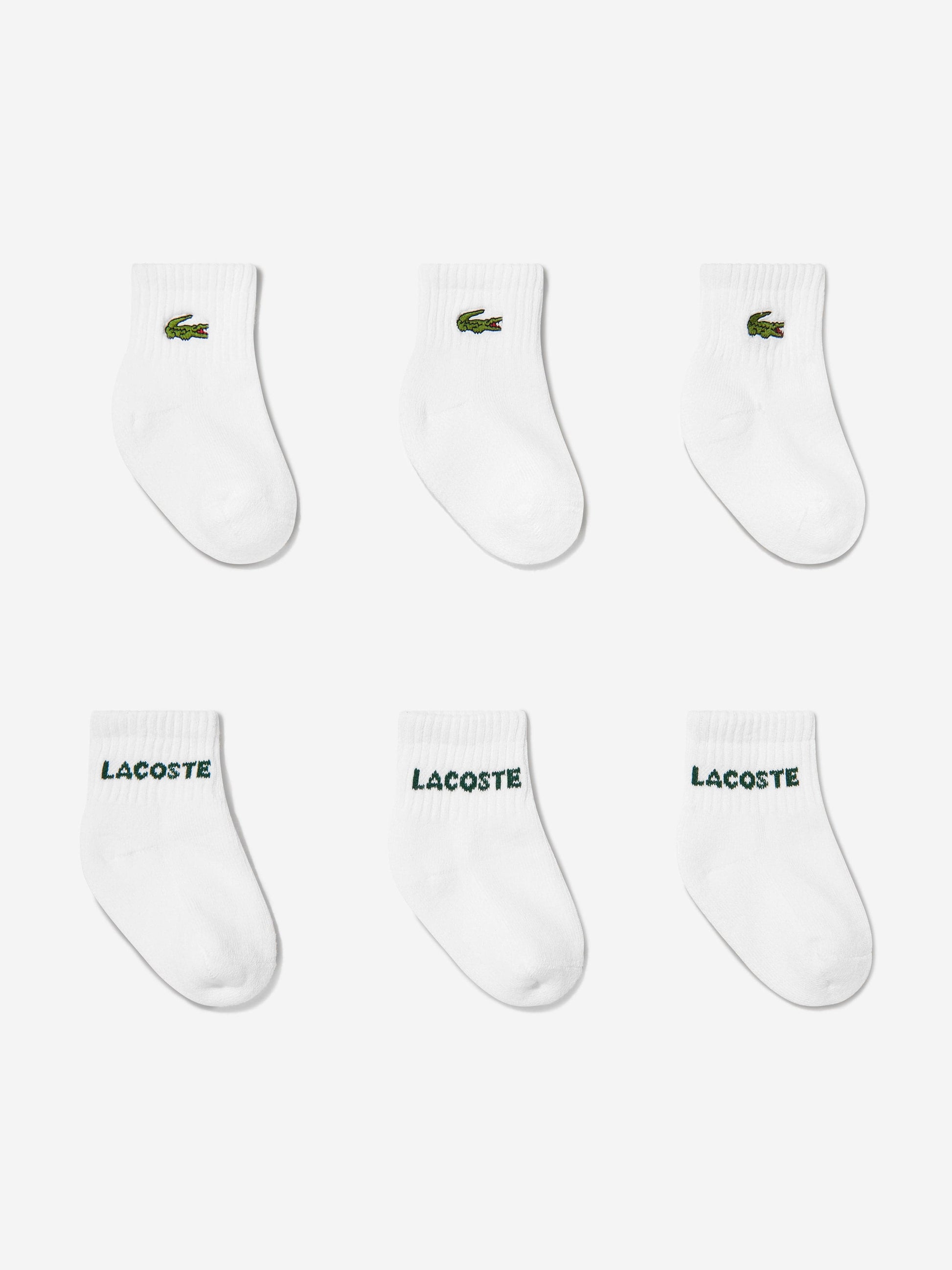Lacoste Baby 6 Pack Socks Set in White Childsplay Clothing