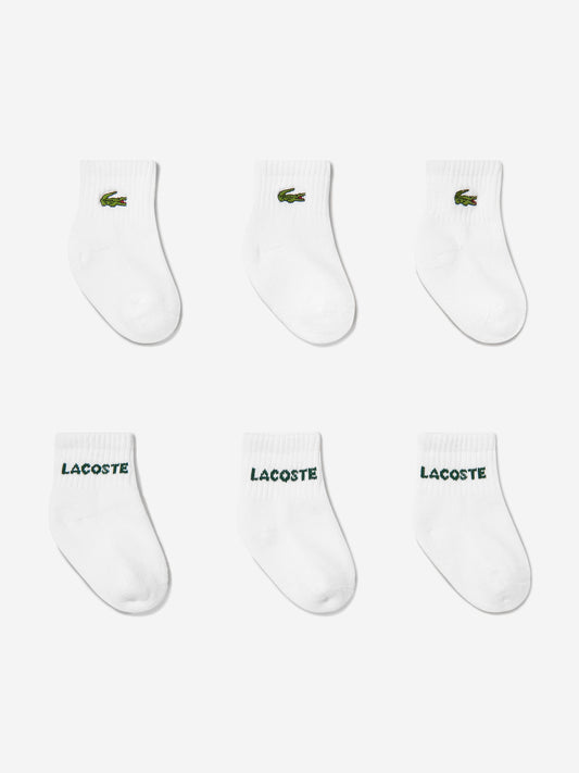 Lacoste Baby 6 Pack Socks Set in White Childsplay Clothing