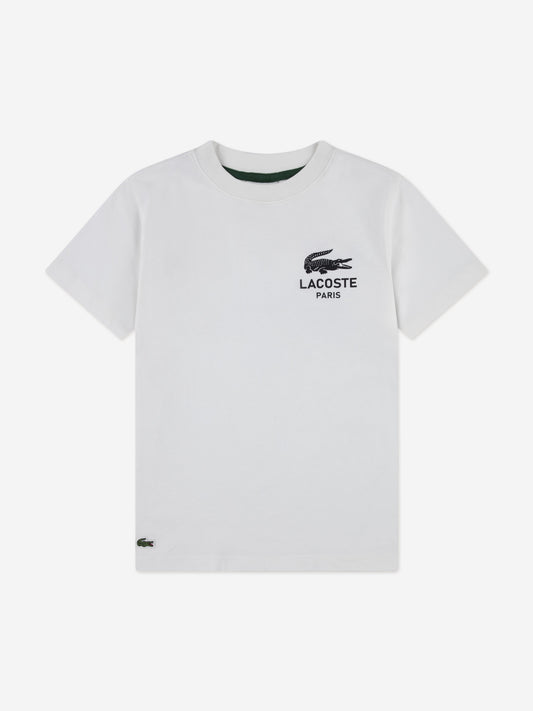 Lacoste Boys Graphic Core T-Shirt in Ivory Childsplay Clothing
