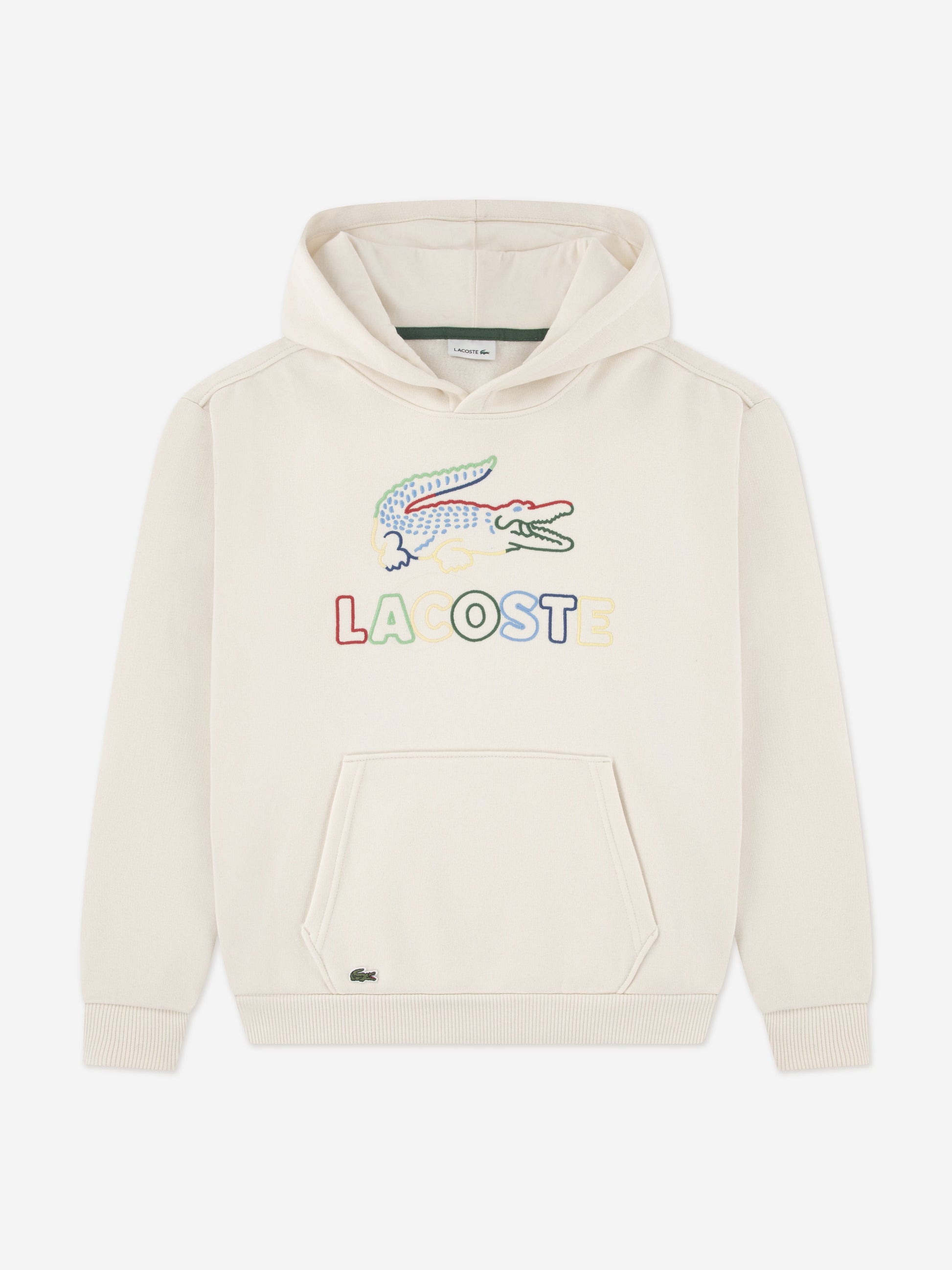 Lacoste Boys Graphic Core Hoodie in Ivory Childsplay Clothing