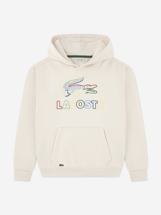Lacoste Boys Graphic Core Hoodie in Ivory Childsplay Clothing