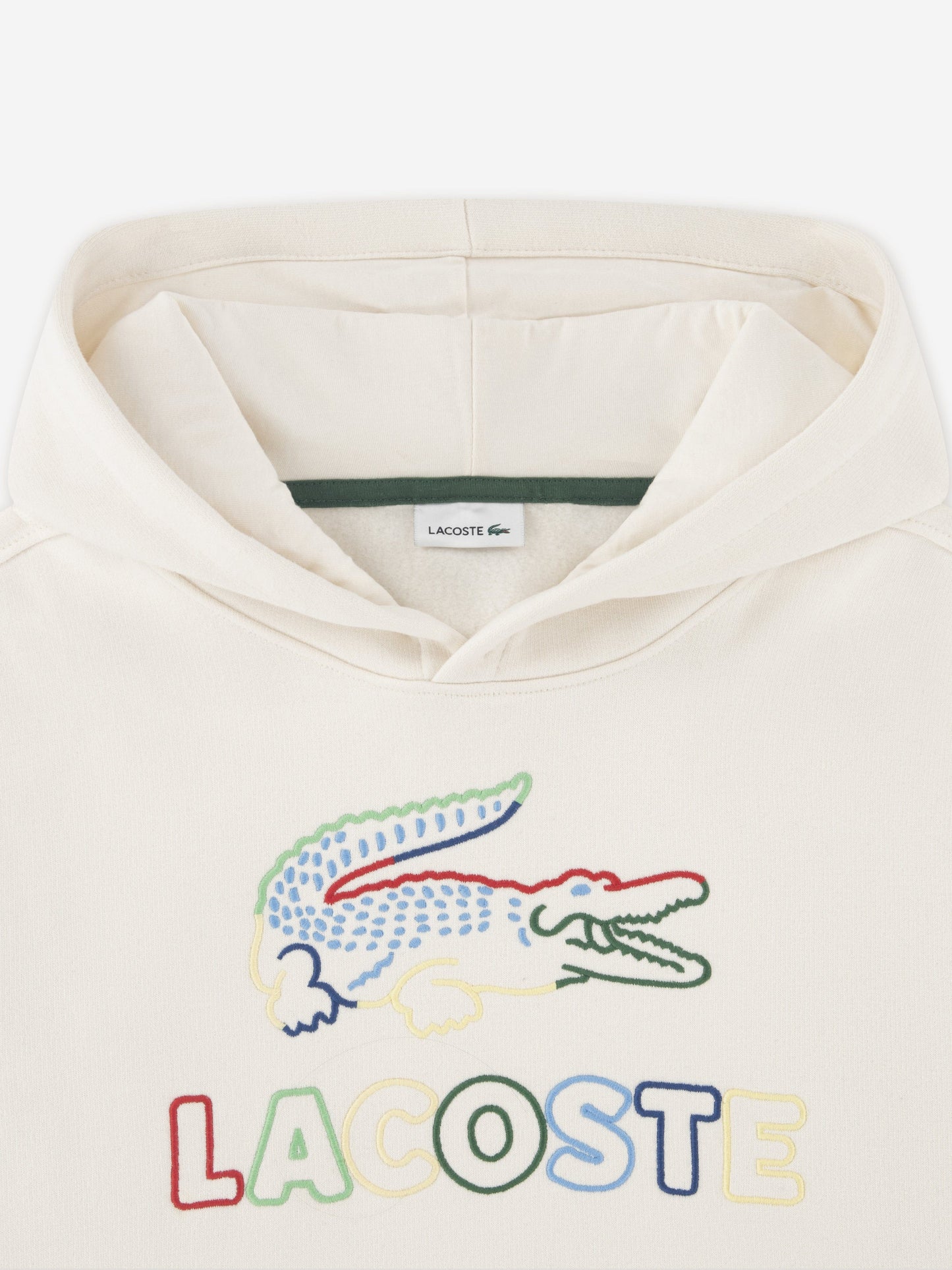 Lacoste Boys Graphic Core Hoodie in Ivory Childsplay Clothing