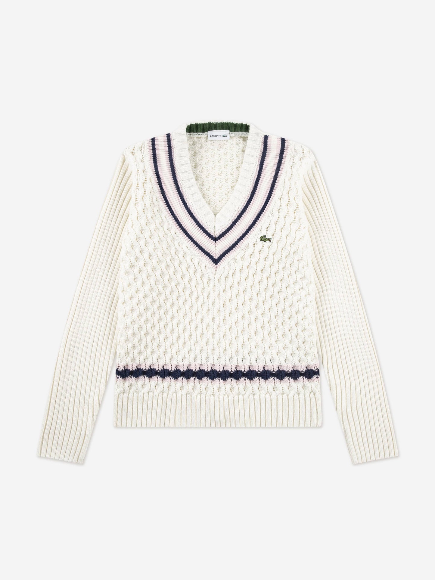 Lacoste Girls Mixed Stitch Jumper in Ivory Childsplay Clothing