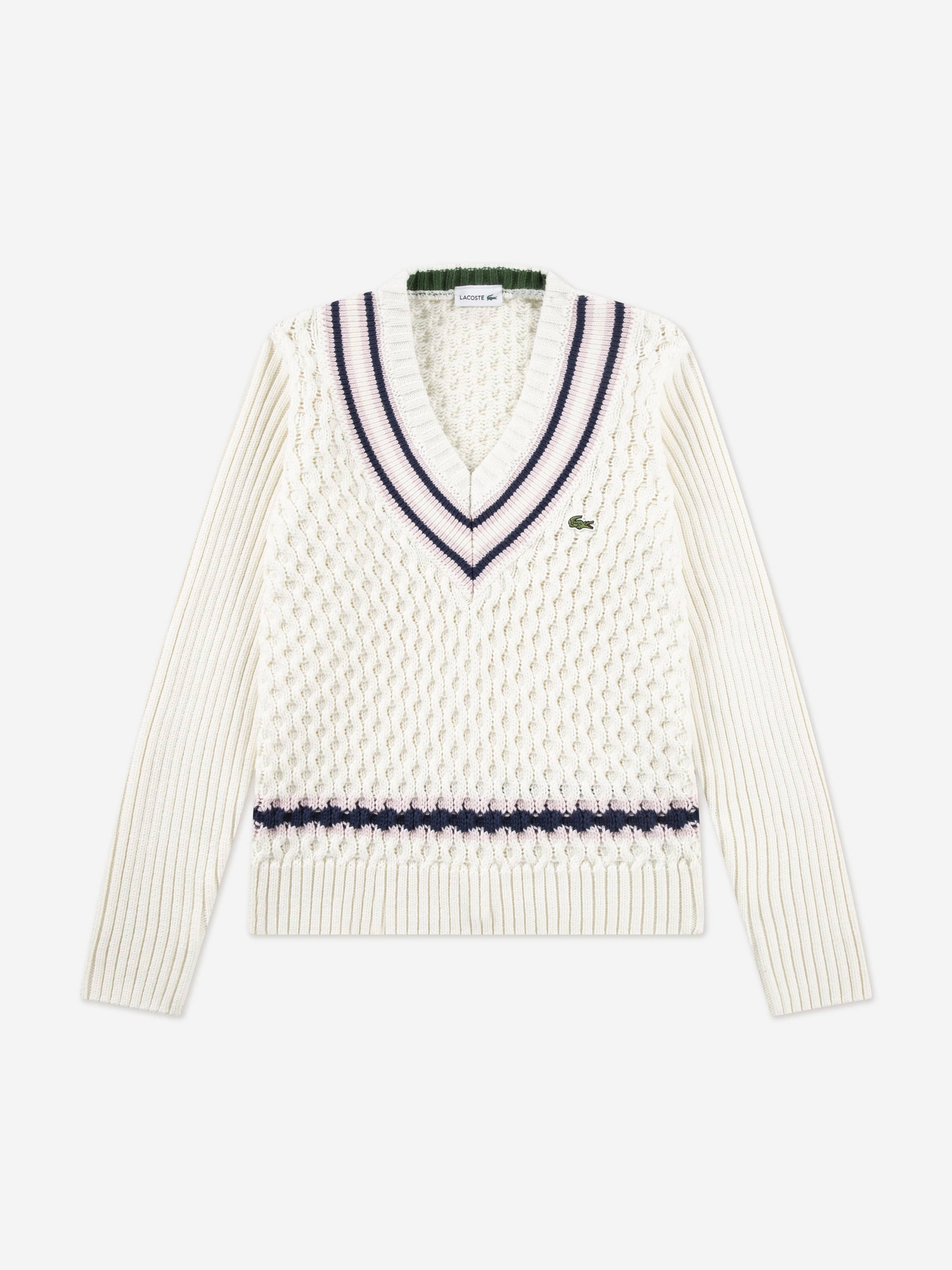 Lacoste Girls Mixed Stitch Jumper in Ivory Childsplay Clothing