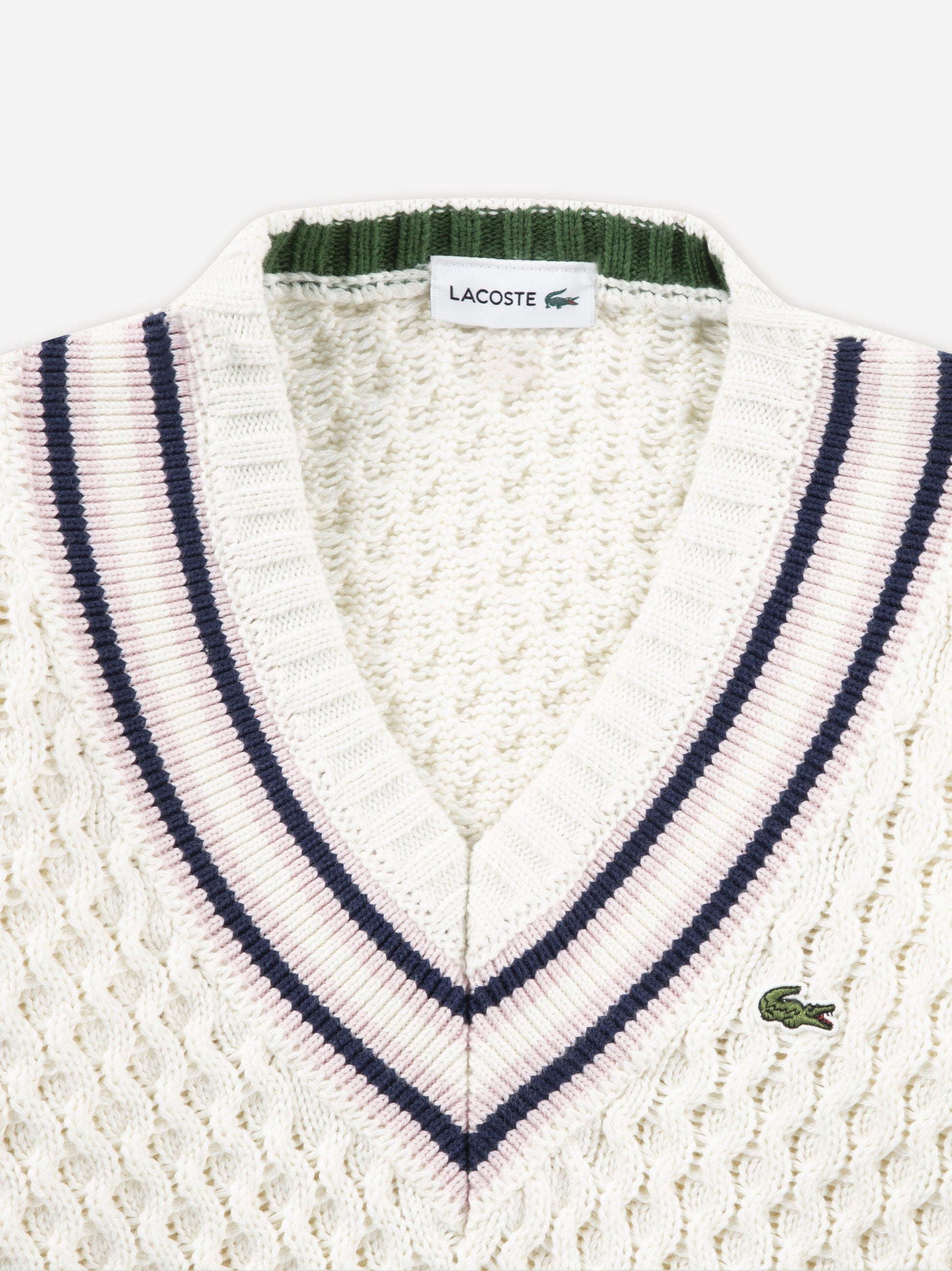 Lacoste Girls Mixed Stitch Jumper in Ivory Childsplay Clothing