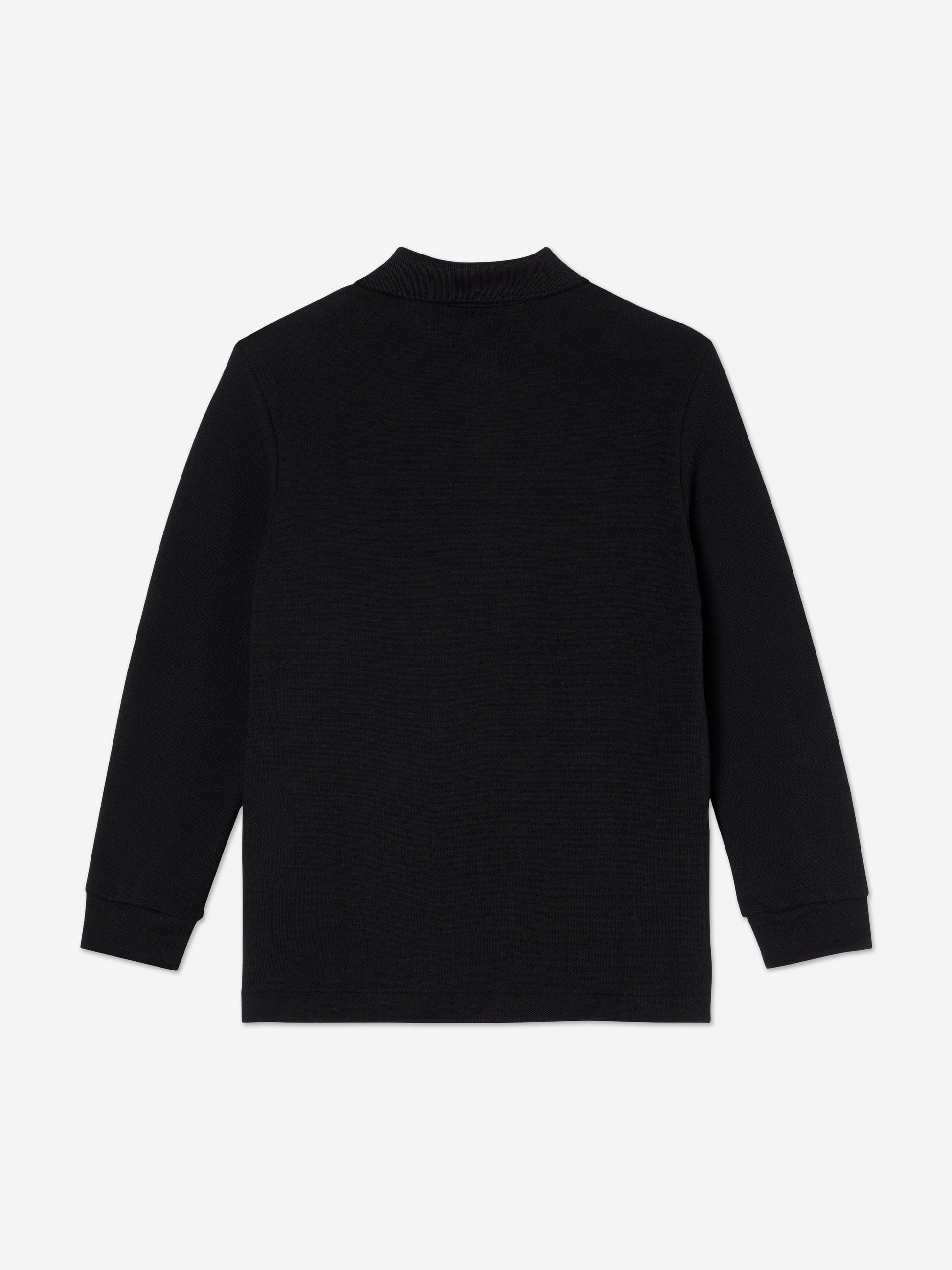 Lacoste Boys Long Sleeve Pique Polo Shirt in Black Childsplay Clothing