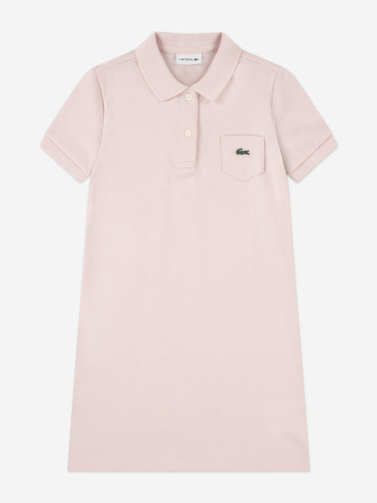 Lacoste Girls Logo Pocket Polo Dress in Pink Childsplay Clothing