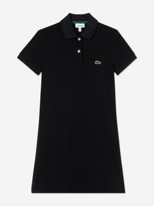 Lacoste Girls Logo Pocket Polo Dress in Black Childsplay Clothing
