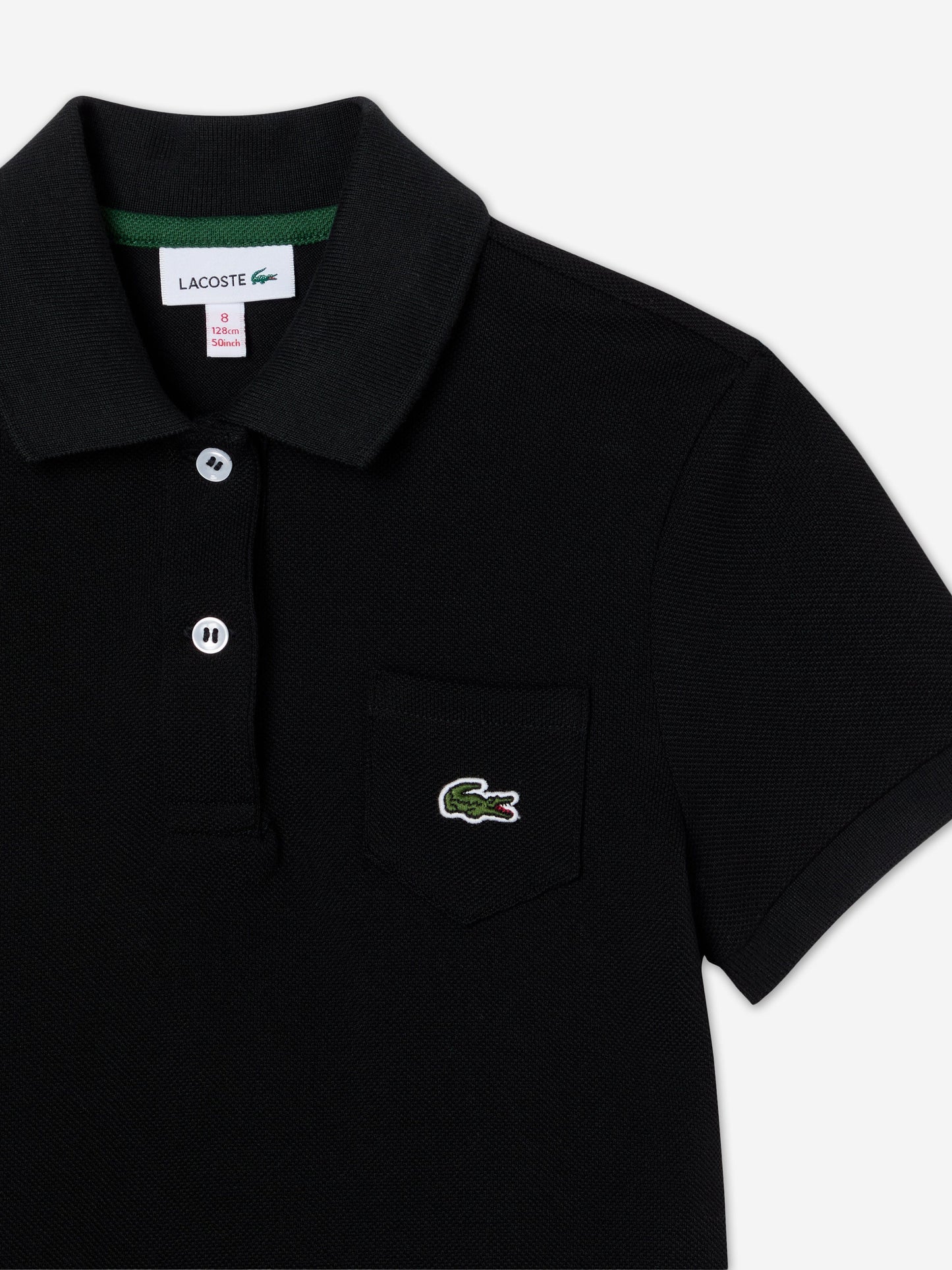 Lacoste Girls Logo Pocket Polo Dress in Black Childsplay Clothing