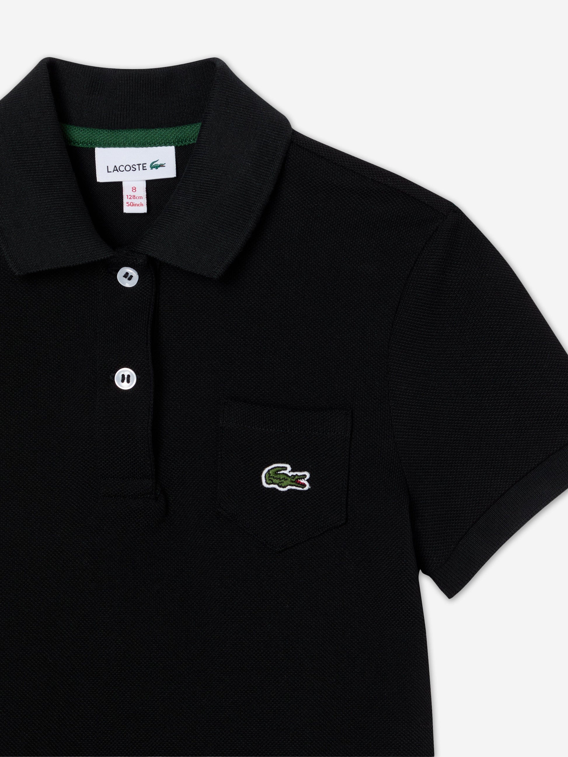 Lacoste Girls Logo Pocket Polo Dress in Black Childsplay Clothing
