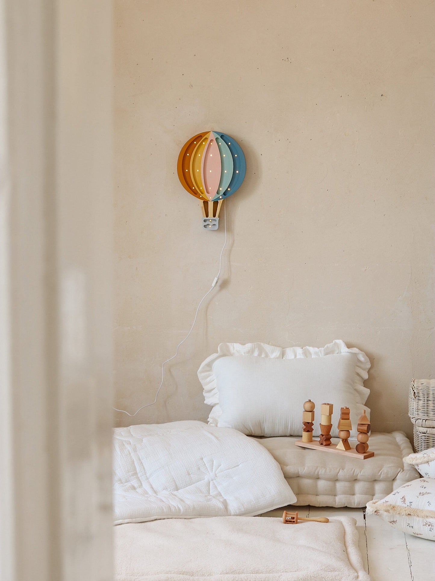 Little Lights Hot Air Balloon Lamp in Multicolour (39x27.5x5.5 cm) Childsplay Clothing
