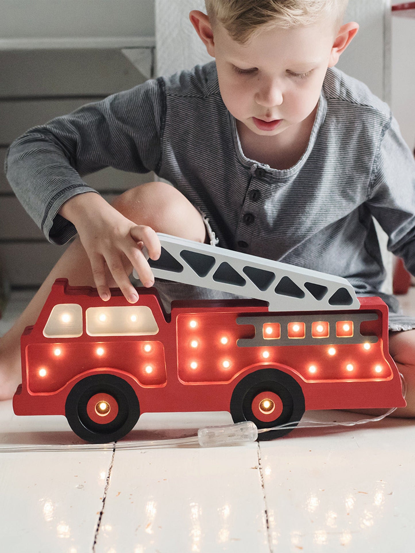 Little Lights Fire Truck Lamp in Red (23.5 x 36x5.5 cm) Childsplay Clothing