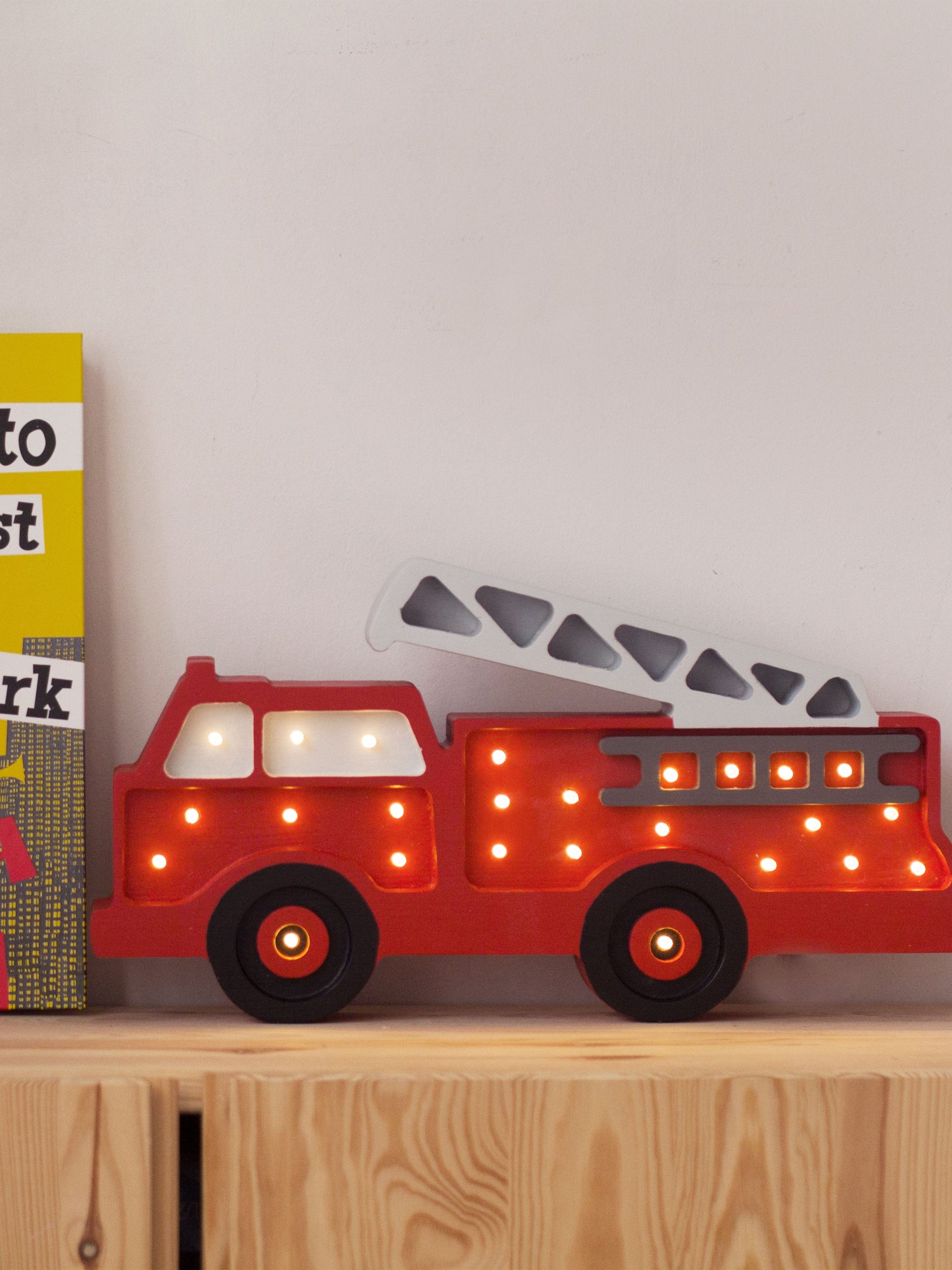 Little Lights Fire Truck Lamp in Red (23.5 x 36x5.5 cm) Childsplay Clothing