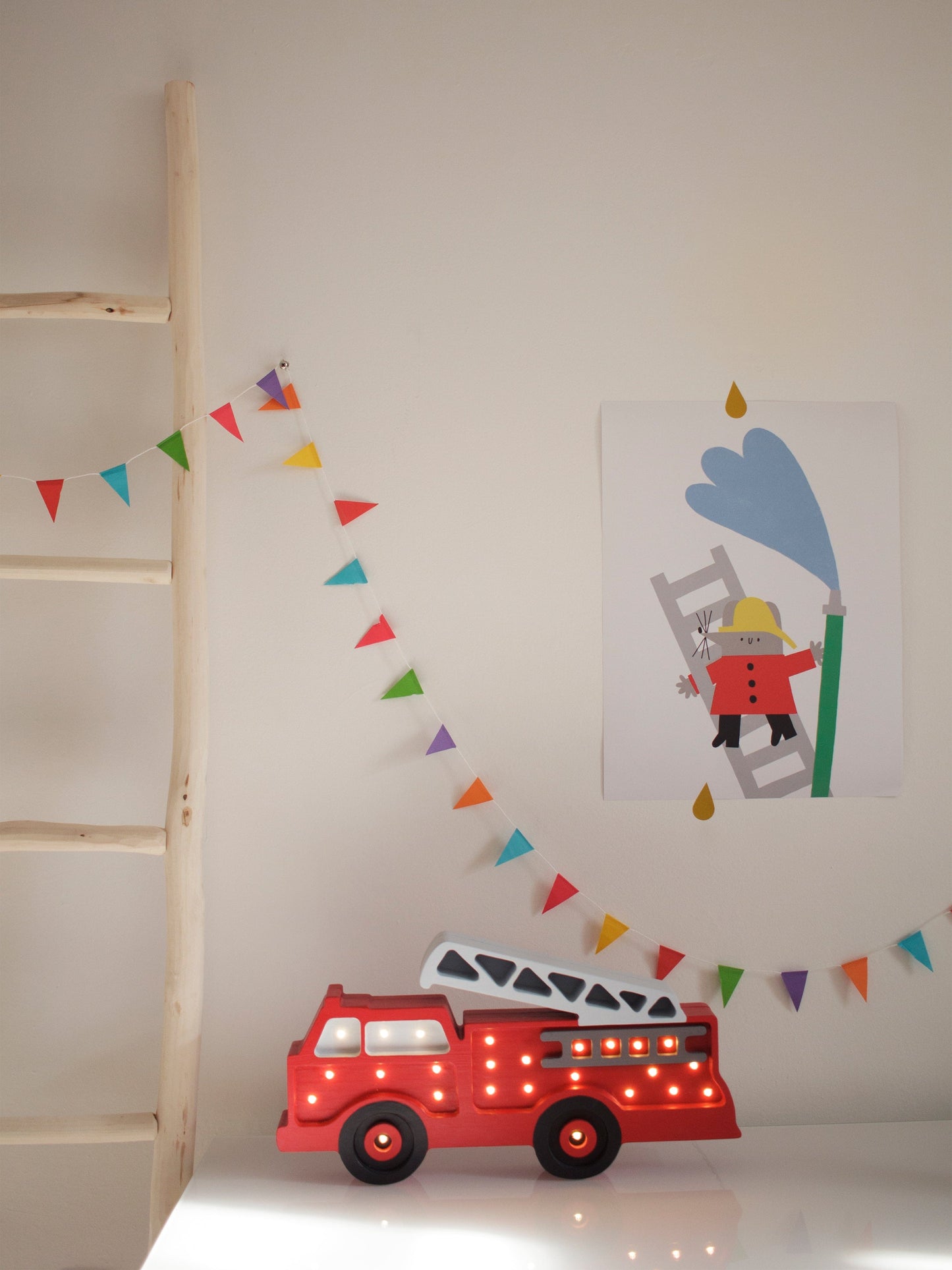 Little Lights Fire Truck Lamp in Red (23.5 x 36x5.5 cm) Childsplay Clothing