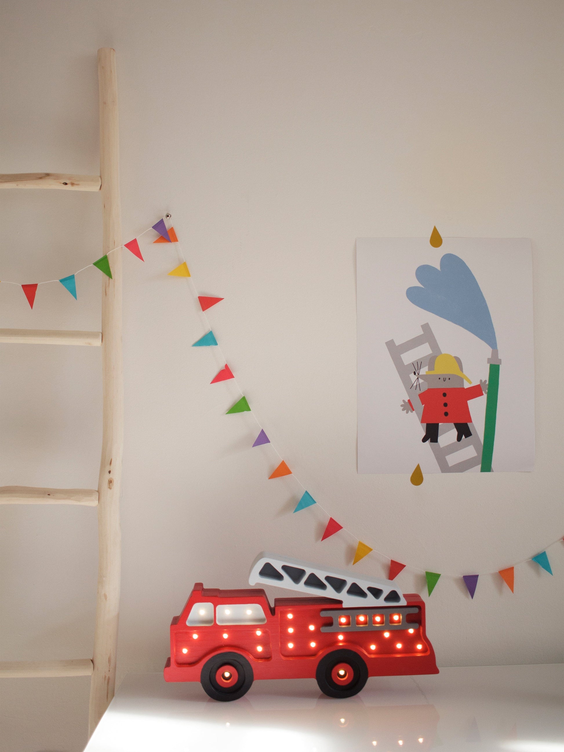 Little Lights Fire Truck Lamp in Red (23.5 x 36x5.5 cm) Childsplay Clothing