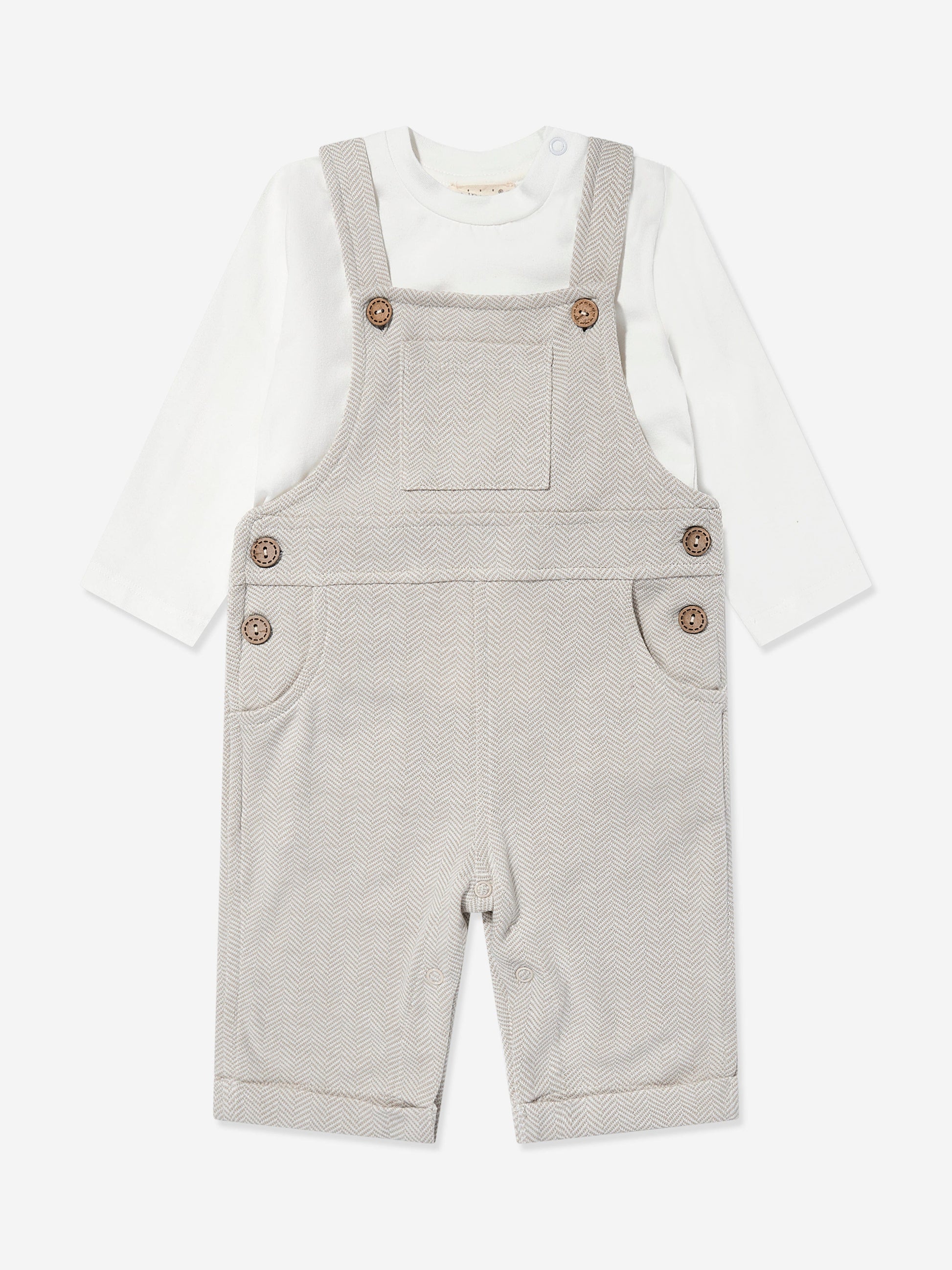 Mininio Baby Dungaree and T-Shirt Set in Beige Childsplay Clothing
