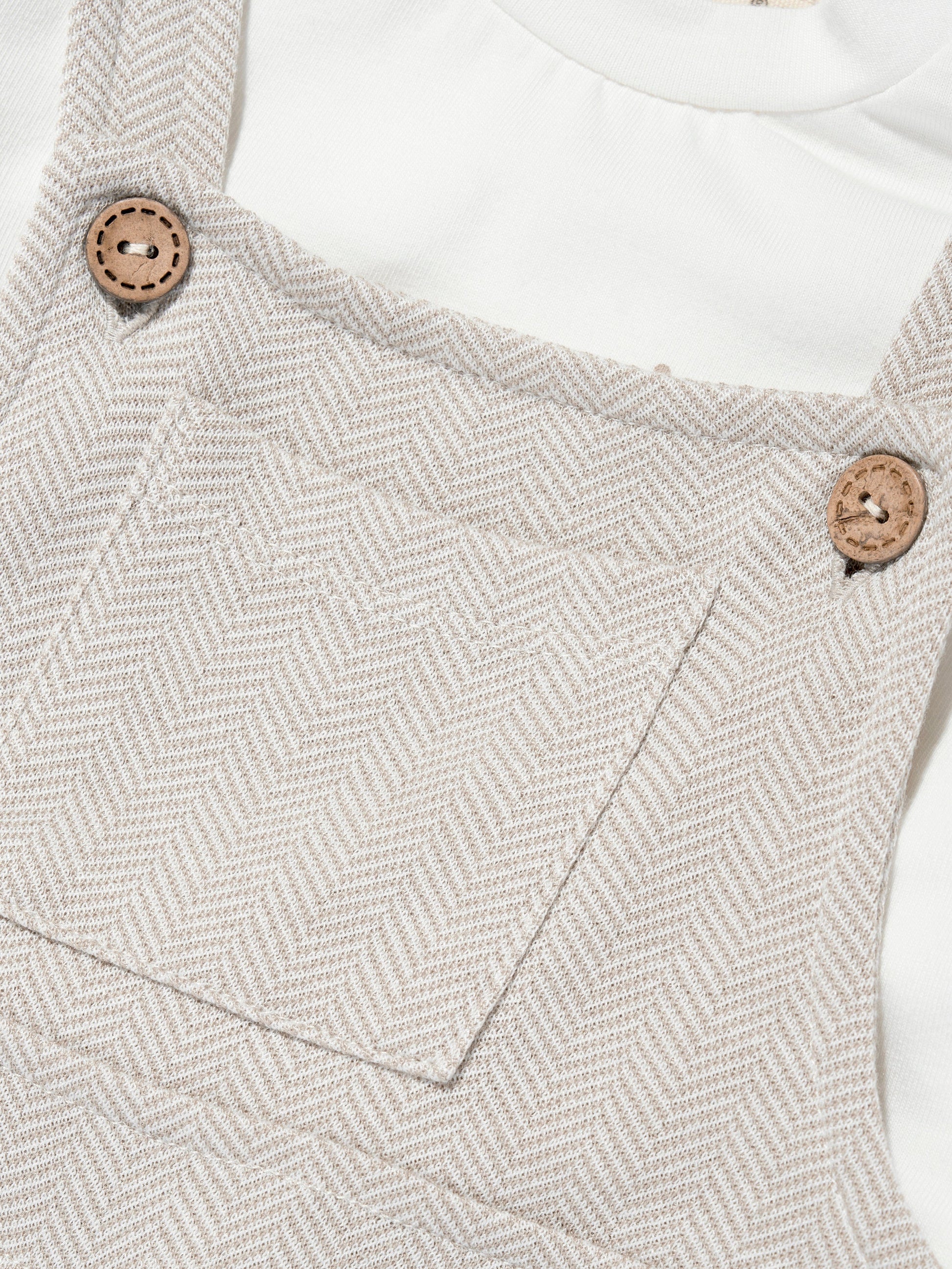 Mininio Baby Dungaree and T-Shirt Set in Beige Childsplay Clothing