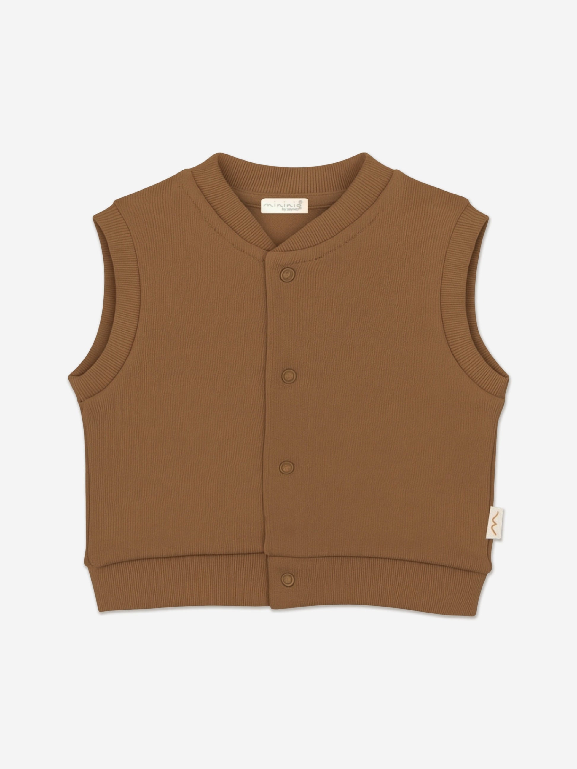 Mininio Baby Organic Cotton Vest in Brown Childsplay Clothing