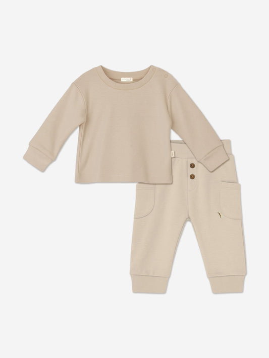 Mininio Baby Organic Cotton Trouser Set in Beige Childsplay Clothing