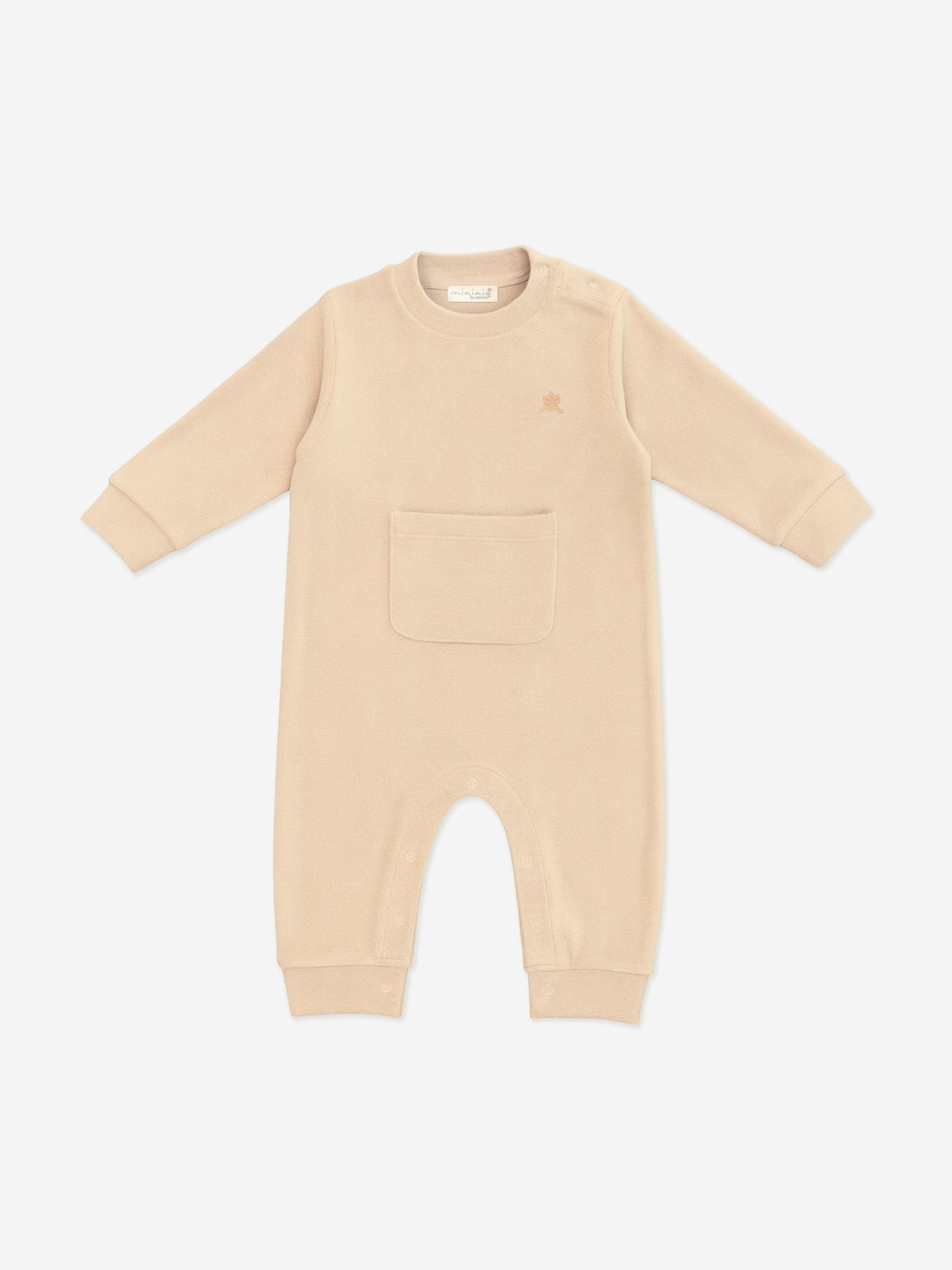 Mininio Baby Cotton Fleece Romper in Beige Childsplay Clothing