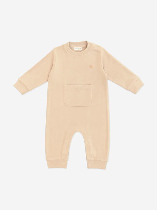 Mininio Baby Cotton Fleece Romper in Beige Childsplay Clothing