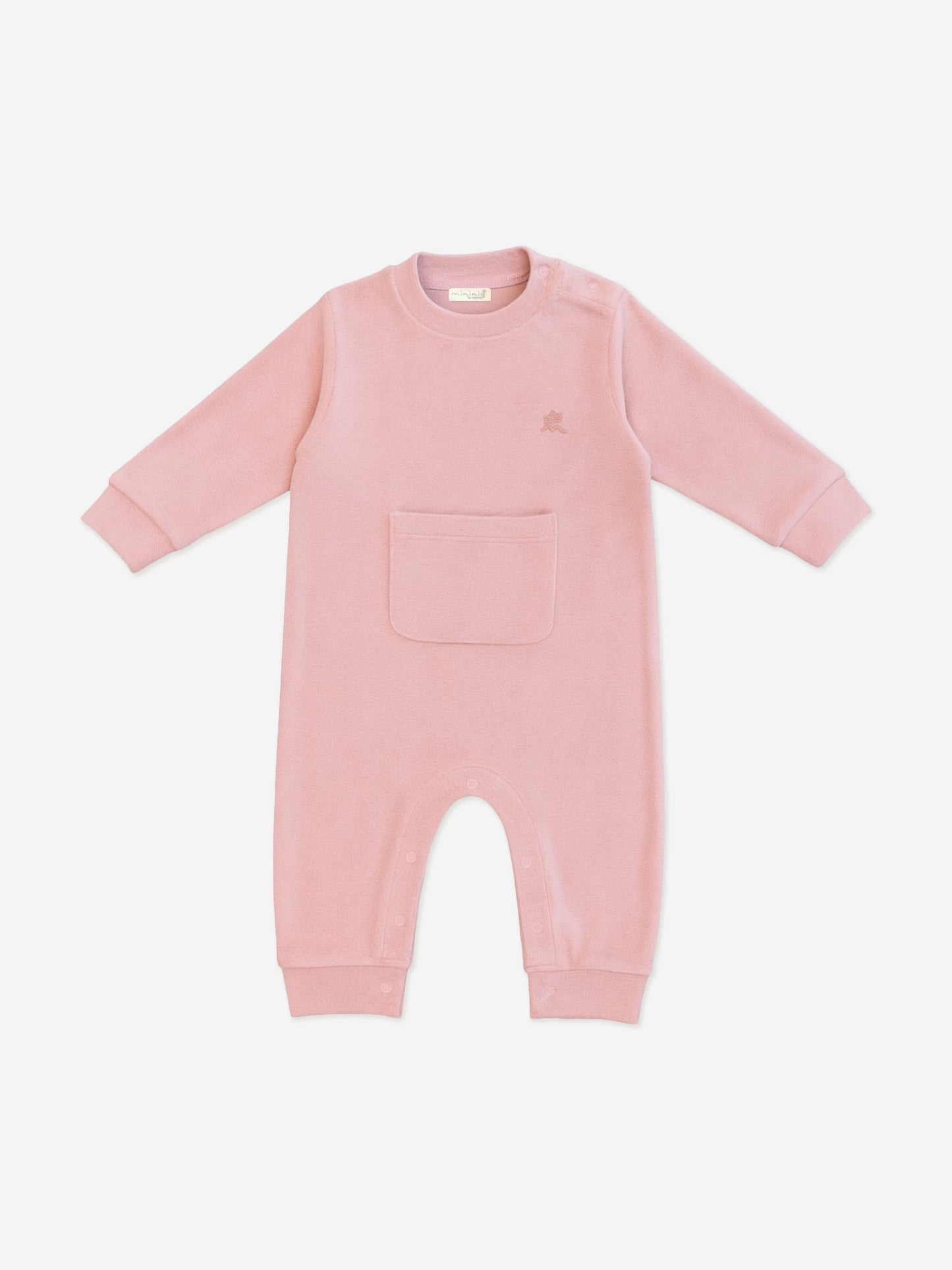 Mininio Baby Girls Cotton Fleece Romper in Pink Childsplay Clothing