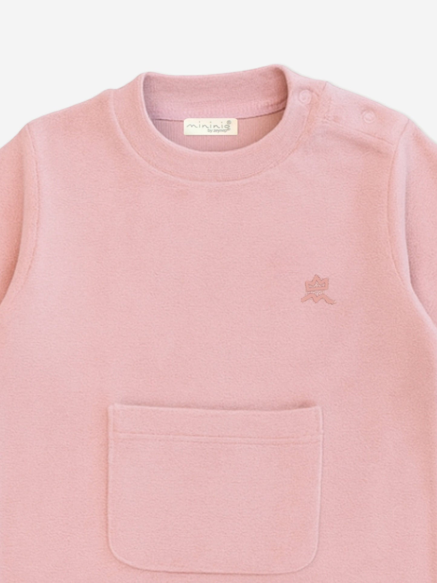 Mininio Baby Girls Cotton Fleece Romper in Pink Childsplay Clothing