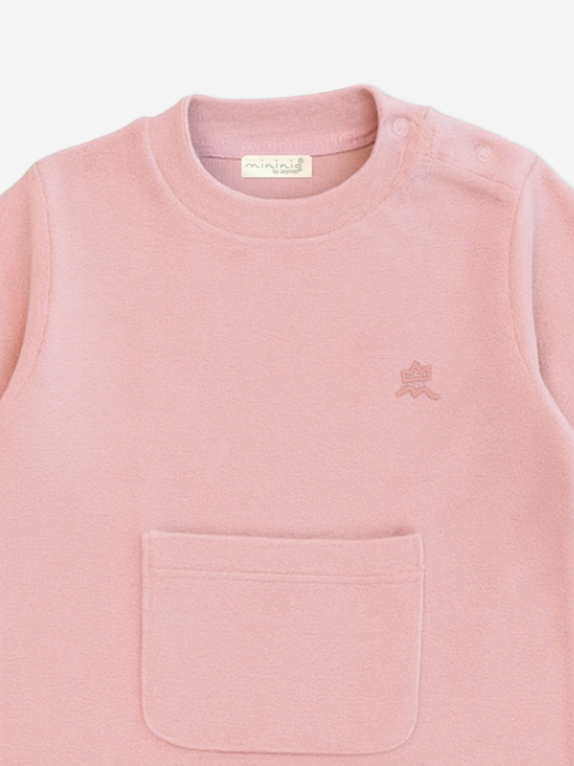 Mininio Baby Girls Cotton Fleece Romper in Pink Childsplay Clothing