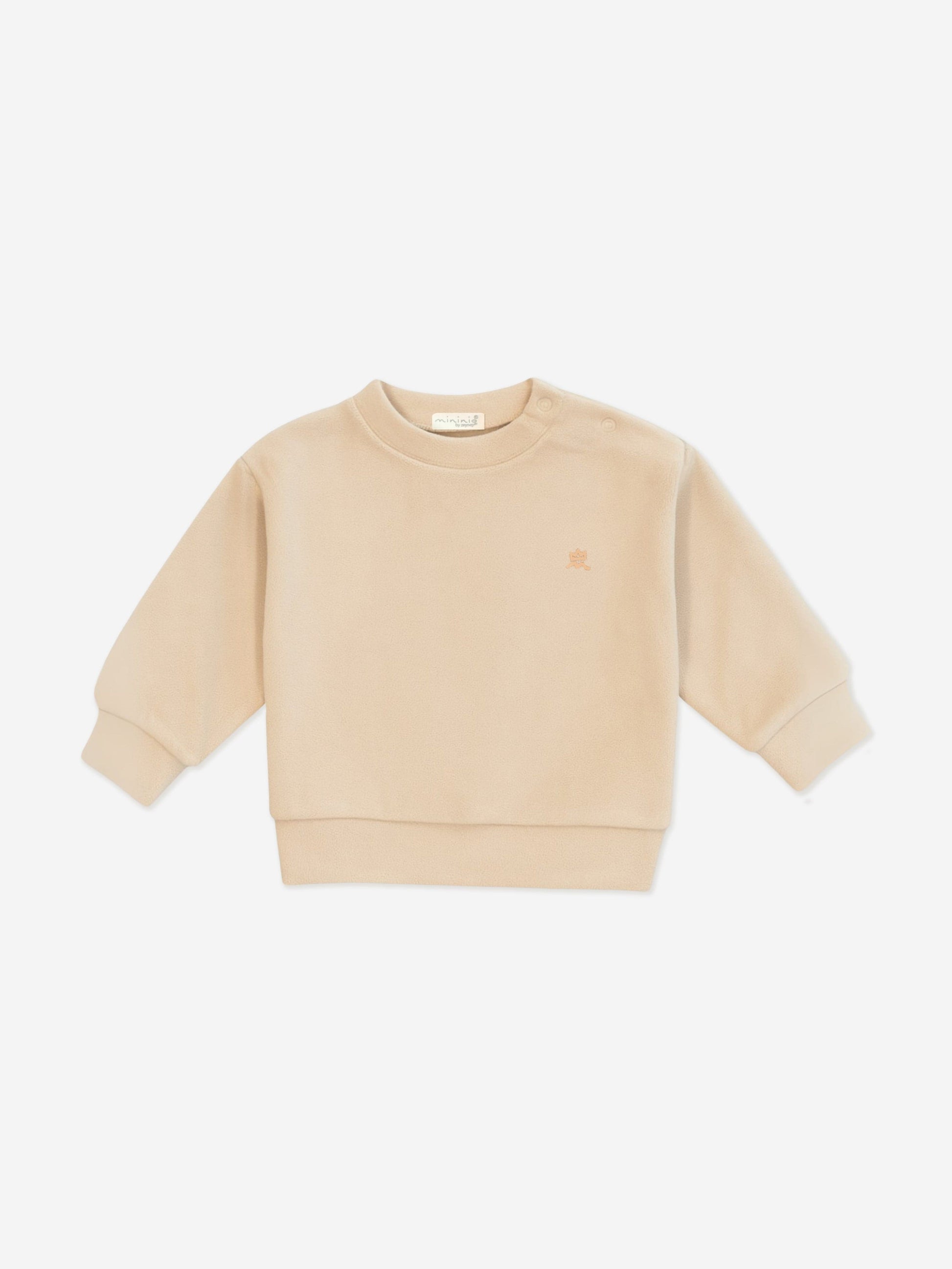 Mininio Baby Cotton Fleece Tracksuit in Beige Childsplay Clothing