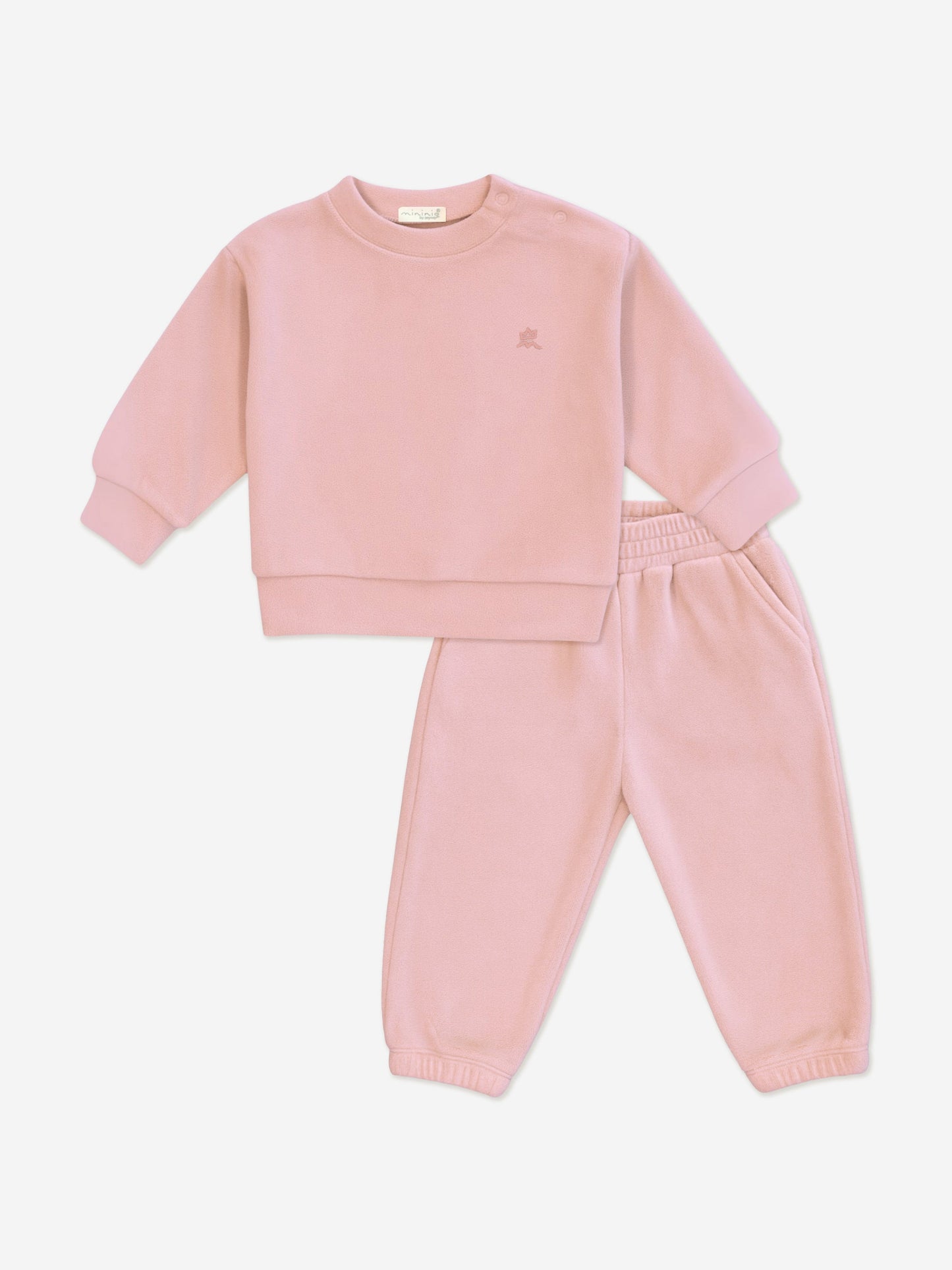 Mininio Baby Girls Cotton Fleece Tracksuit in Pink Childsplay Clothing