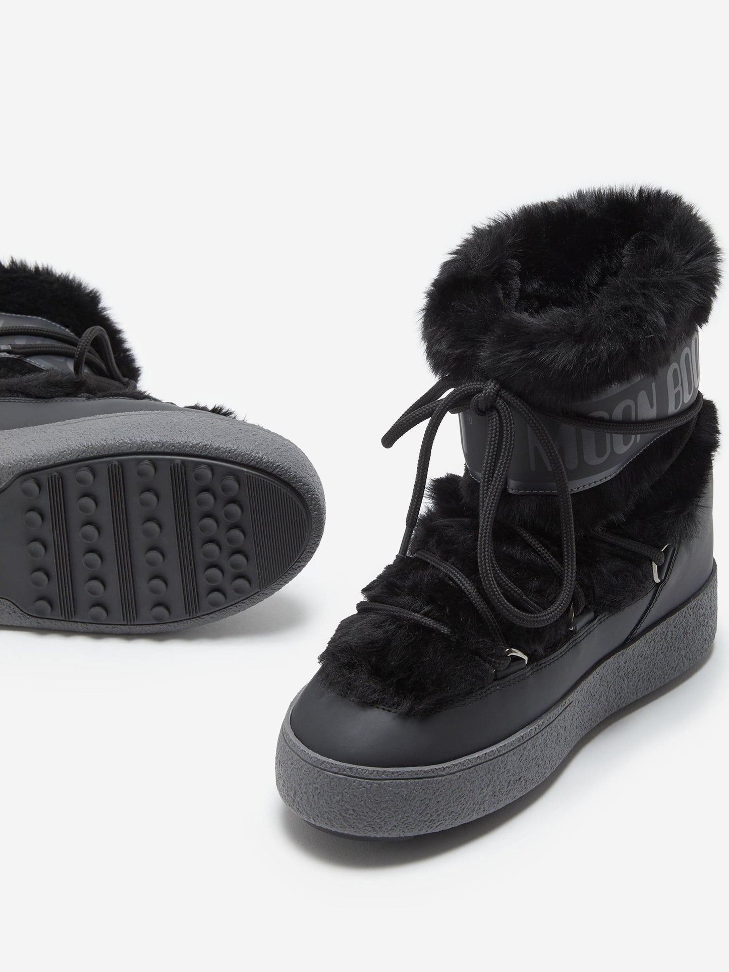 Moon Boot Girls Ltrack Faux Fur Boots in Black Childsplay Clothing