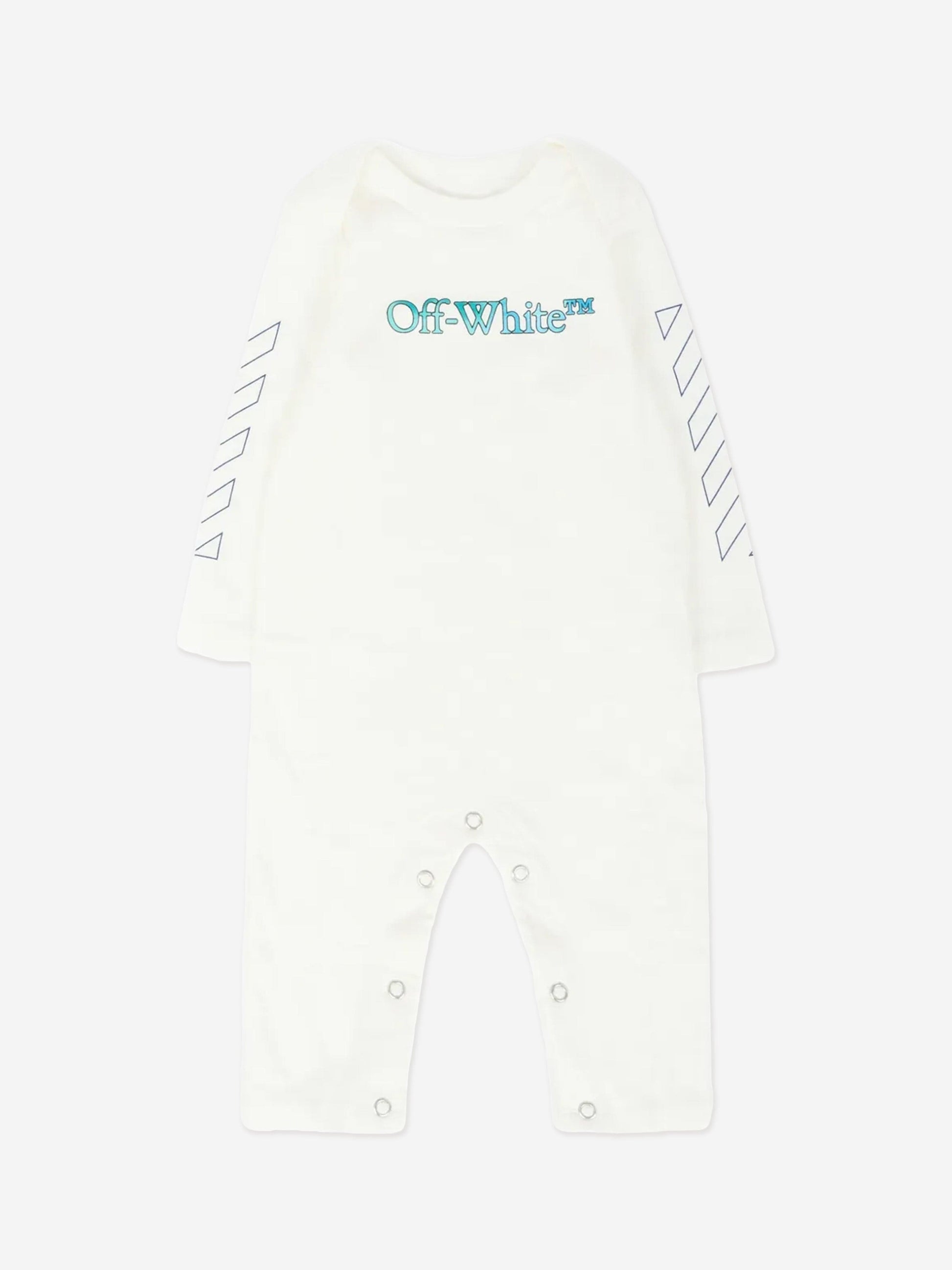 Off-White Baby Boys Bookish Watercolour Romper Set in White Childsplay Clothing