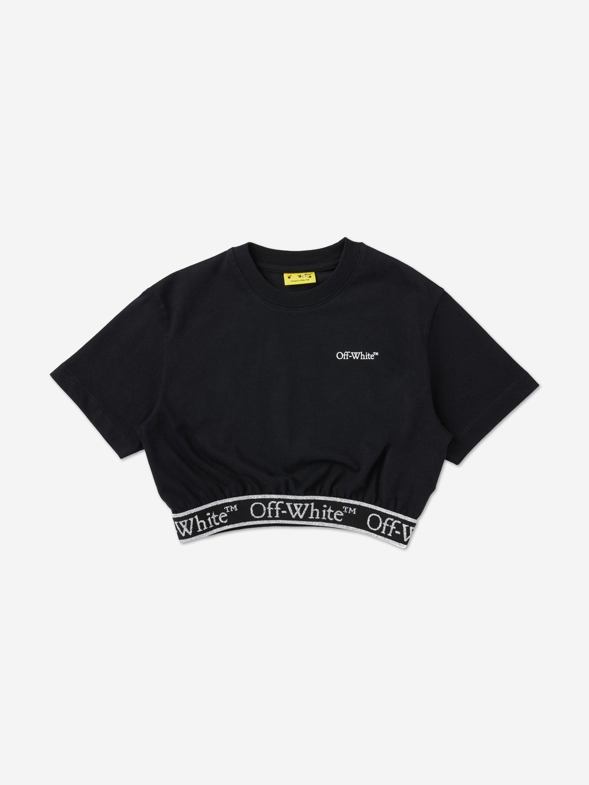 Off-White Girls Bookish Logoband Crop Top in Black Childsplay Clothing