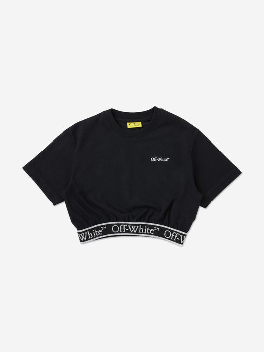 Off-White Girls Bookish Logoband Crop Top in Black Childsplay Clothing