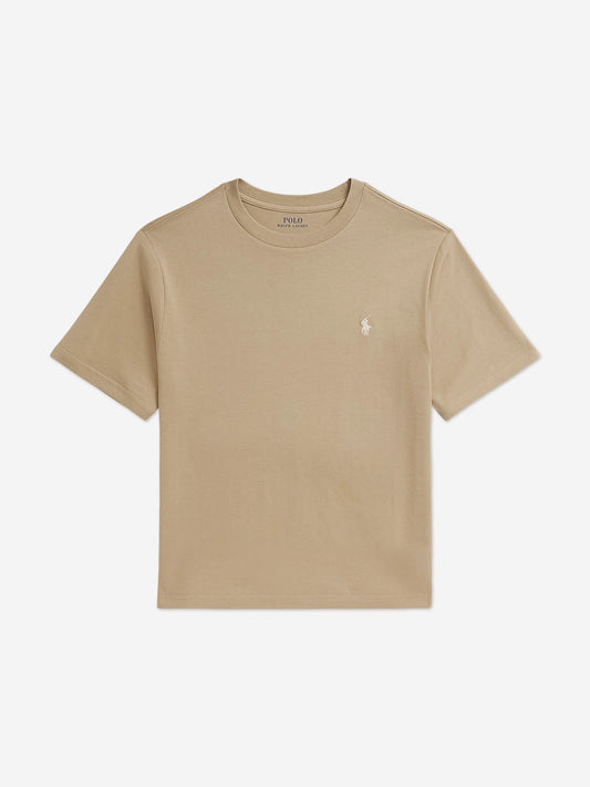 Ralph Lauren Boys Jersey Logo T-Shirt in Beige Childsplay Clothing