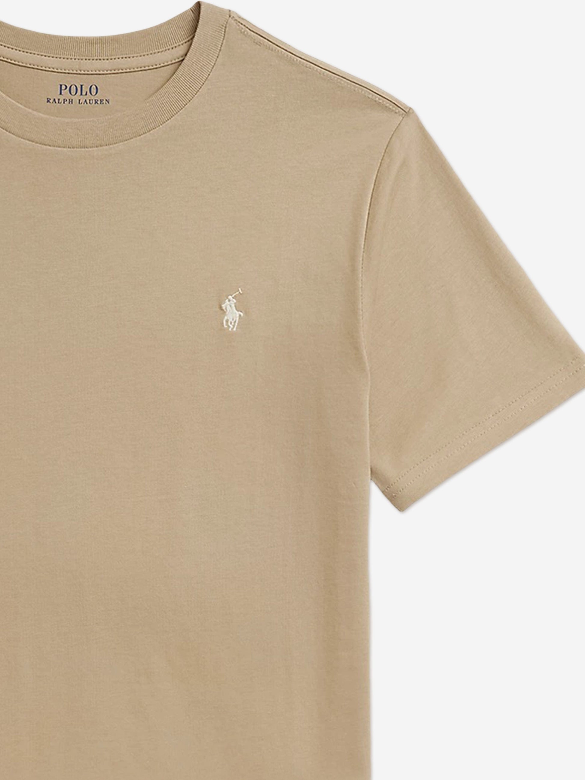 Ralph Lauren Boys Jersey Logo T-Shirt in Beige Childsplay Clothing