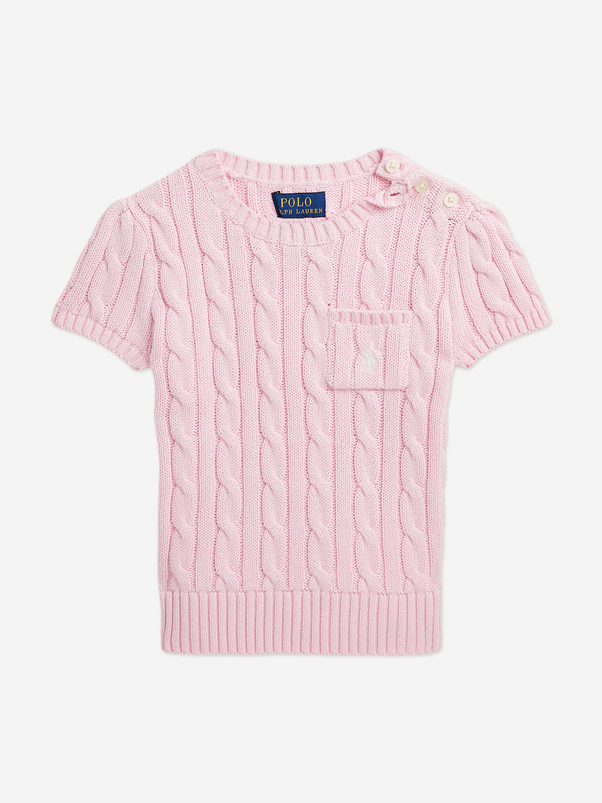 Ralph Lauren Girls Cable Knit Pullover in Pink Childsplay Clothing