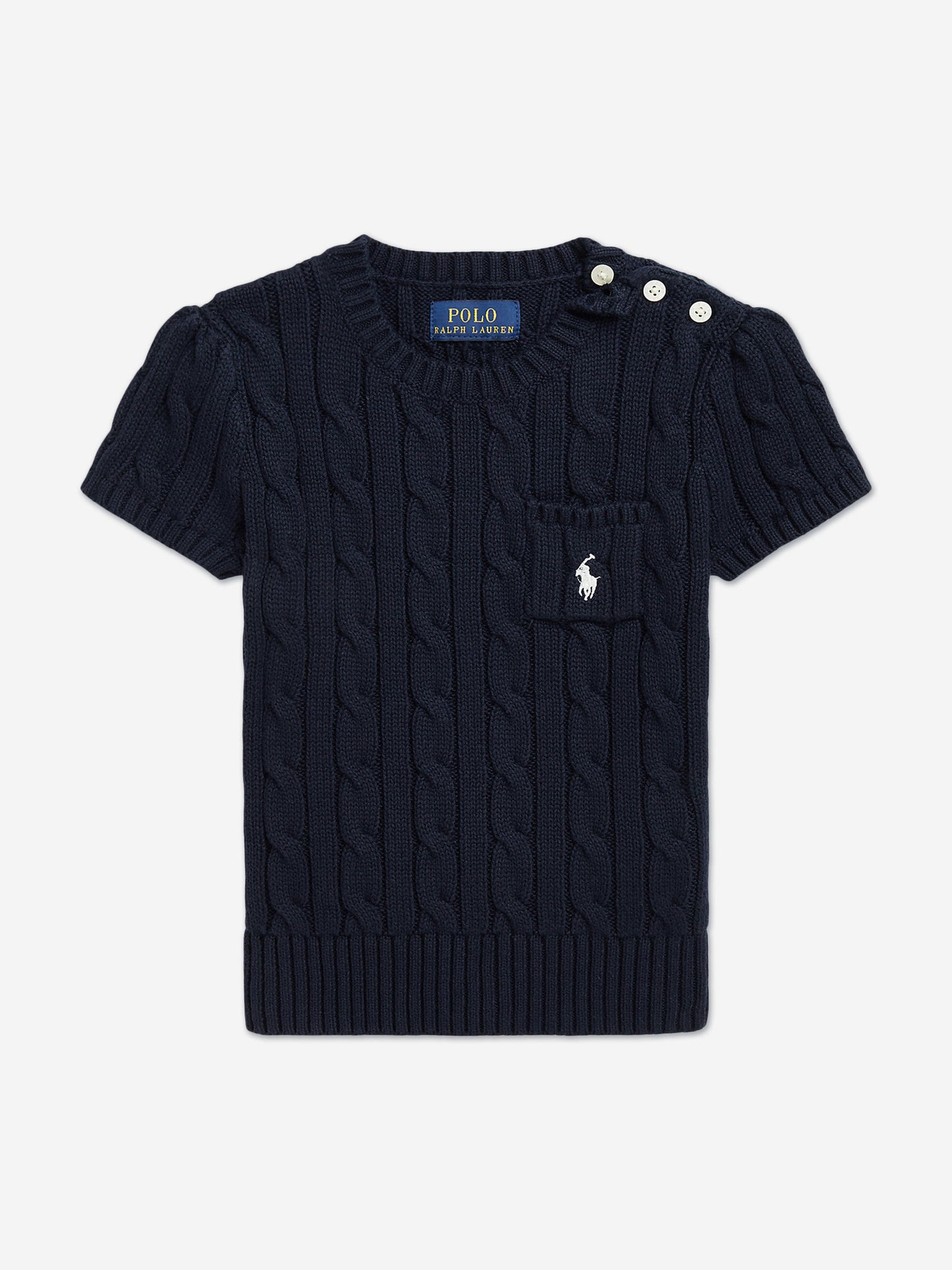 Ralph Lauren Girls Cable Knit Pullover in Navy Childsplay Clothing