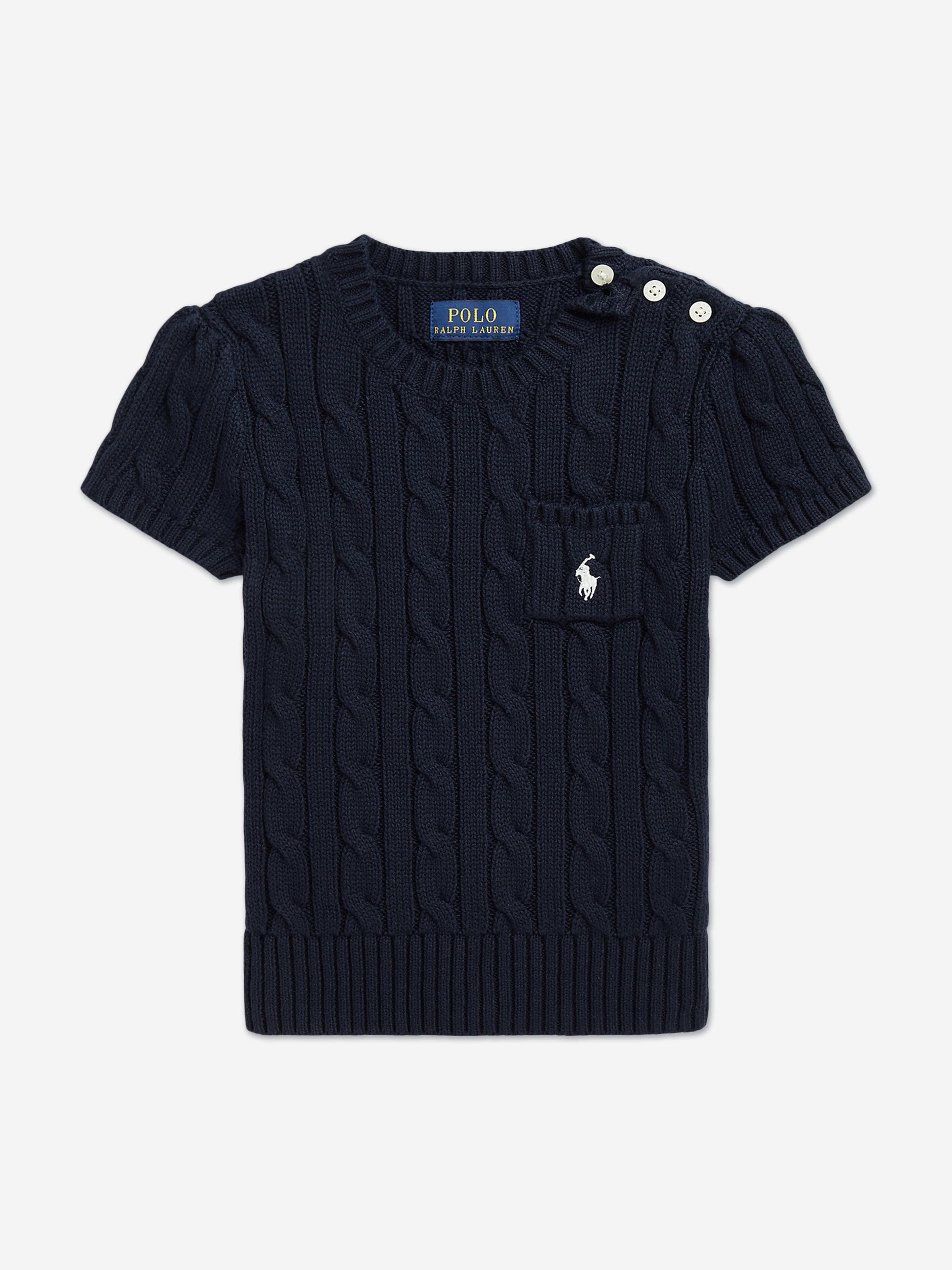 Ralph Lauren Girls Cable Knit Pullover in Navy Childsplay Clothing