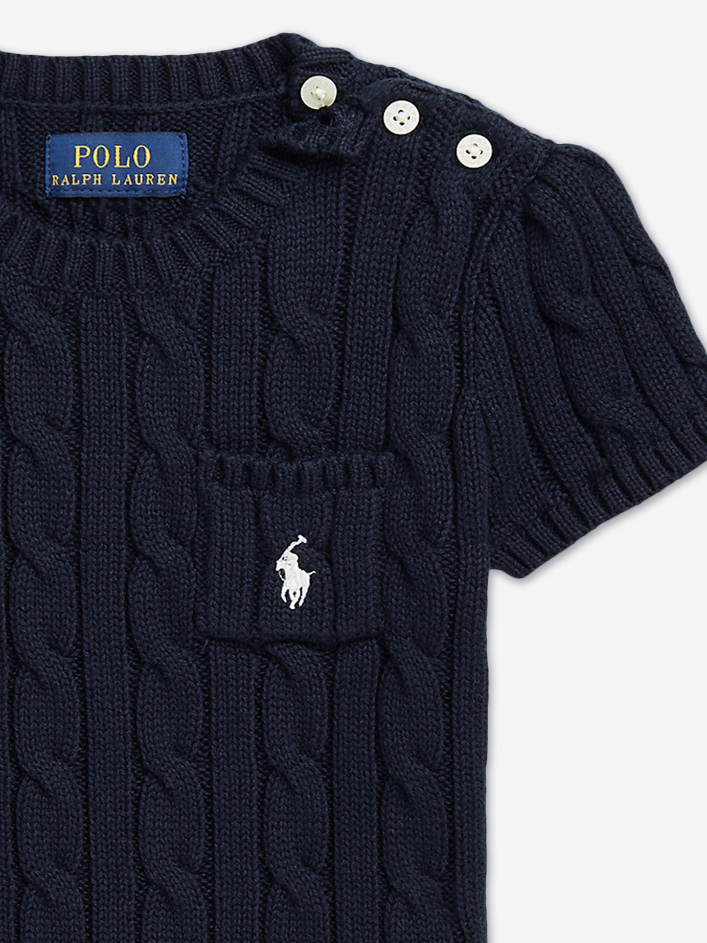 Ralph Lauren Girls Cable Knit Pullover in Navy Childsplay Clothing