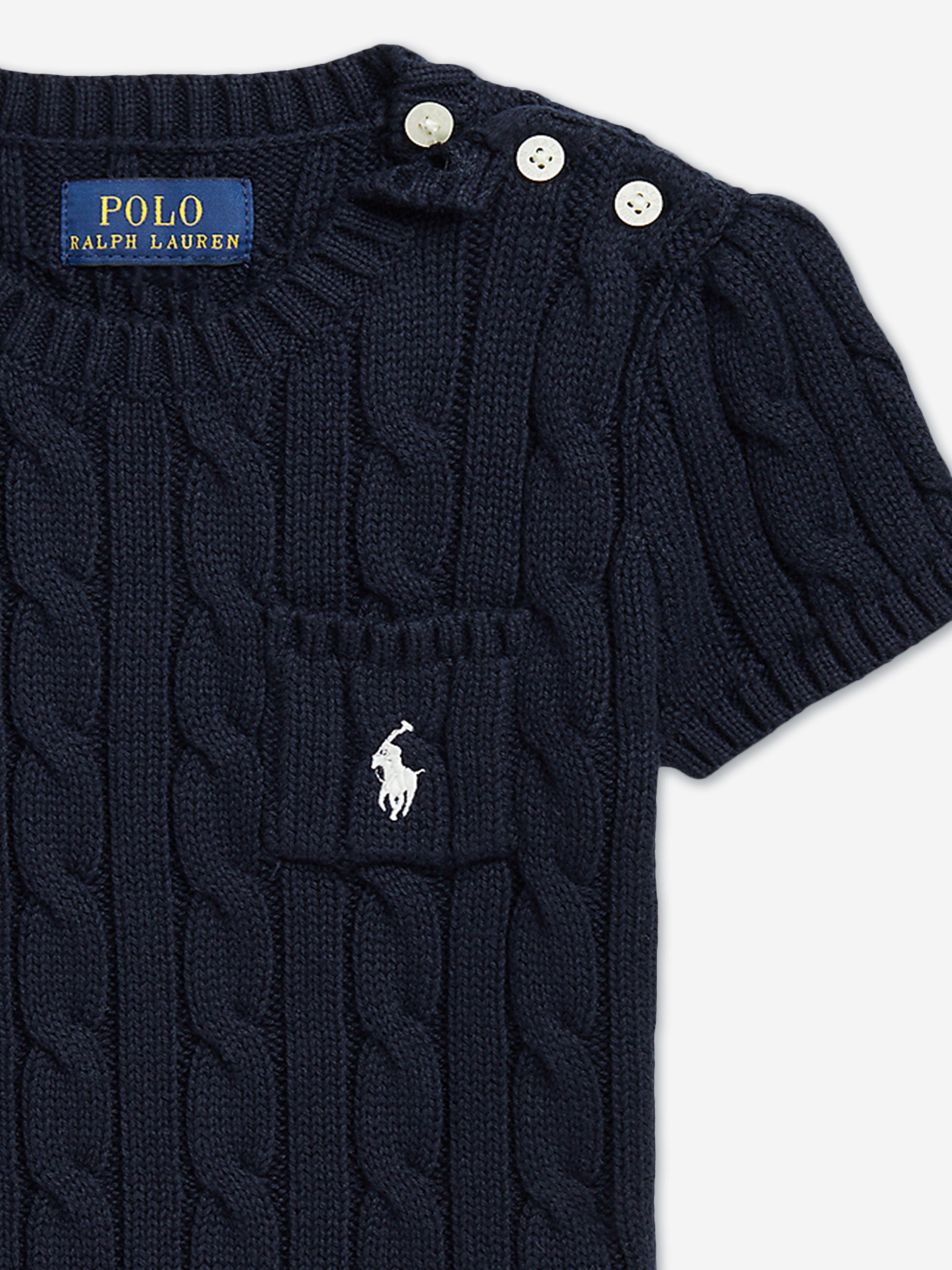 Ralph Lauren Girls Cable Knit Pullover in Navy Childsplay Clothing