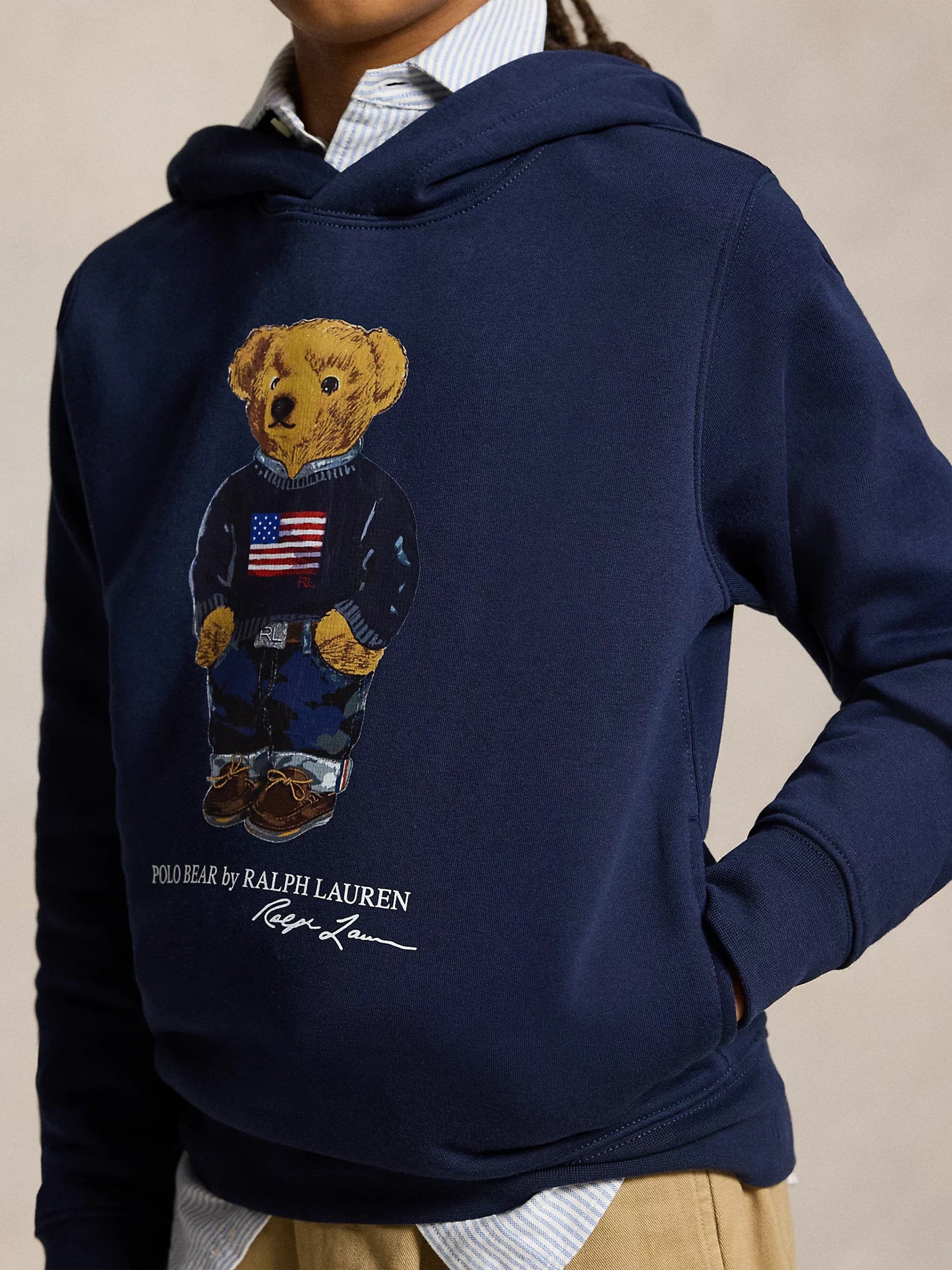 Ralph Lauren Boys Polo Bear Hoodie In Navy Childsplay Clothing